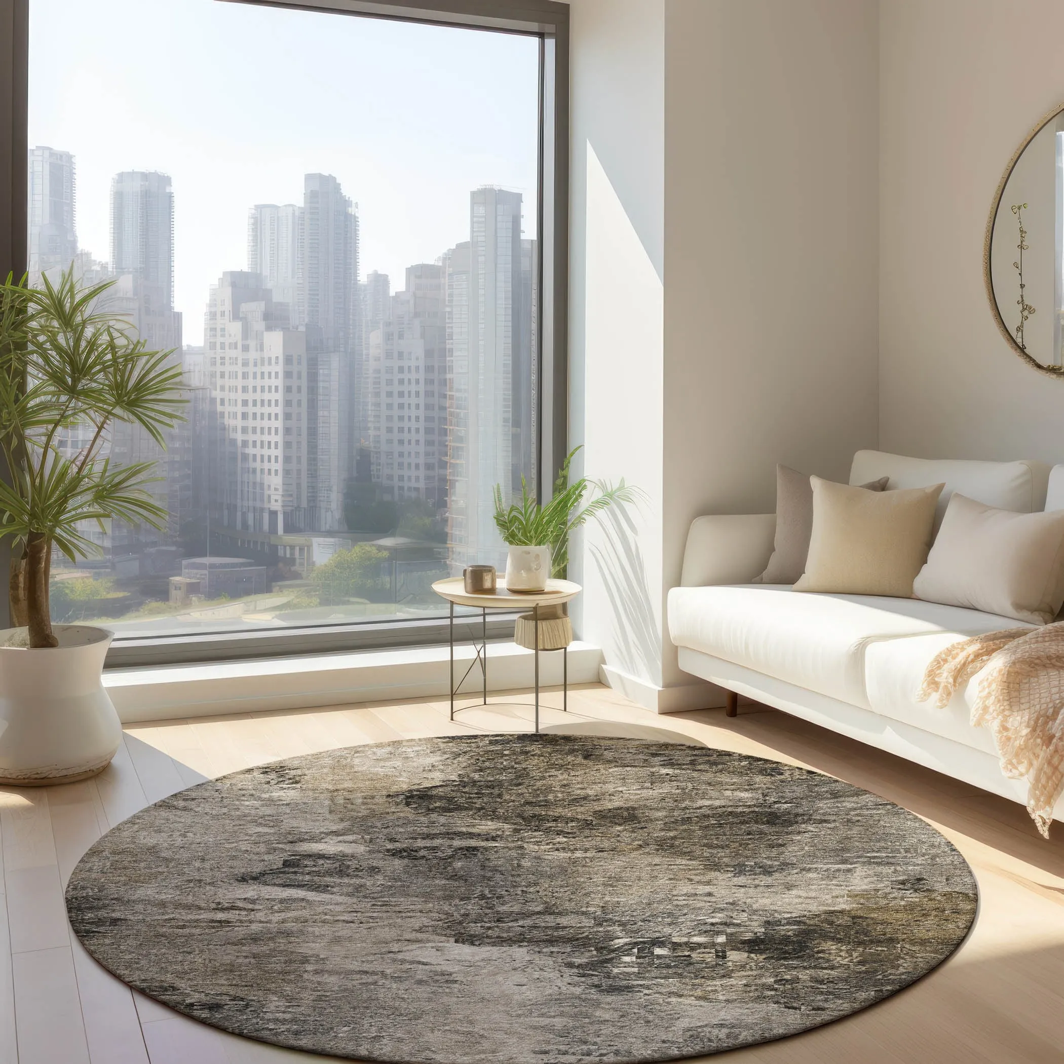 Machine Washable Indoor/ Outdoor Chantille Abstract Watercolor Rug