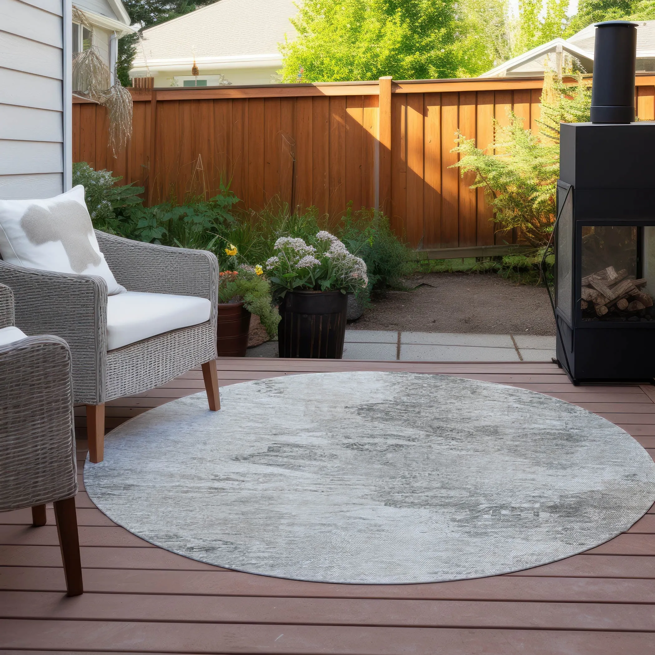 Machine Washable Indoor/ Outdoor Chantille Abstract Watercolor Rug