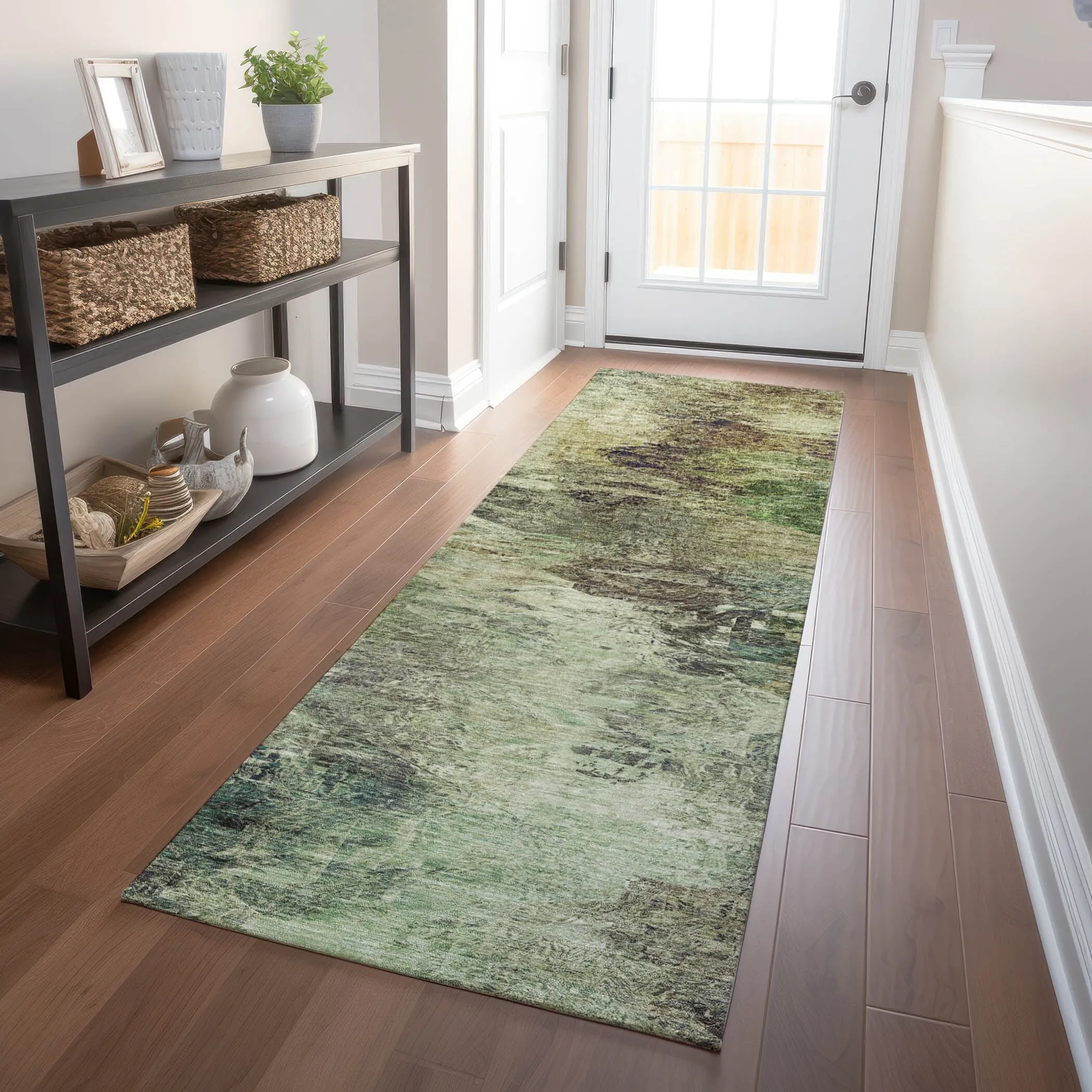 Machine Washable Indoor/ Outdoor Chantille Abstract Watercolor Rug