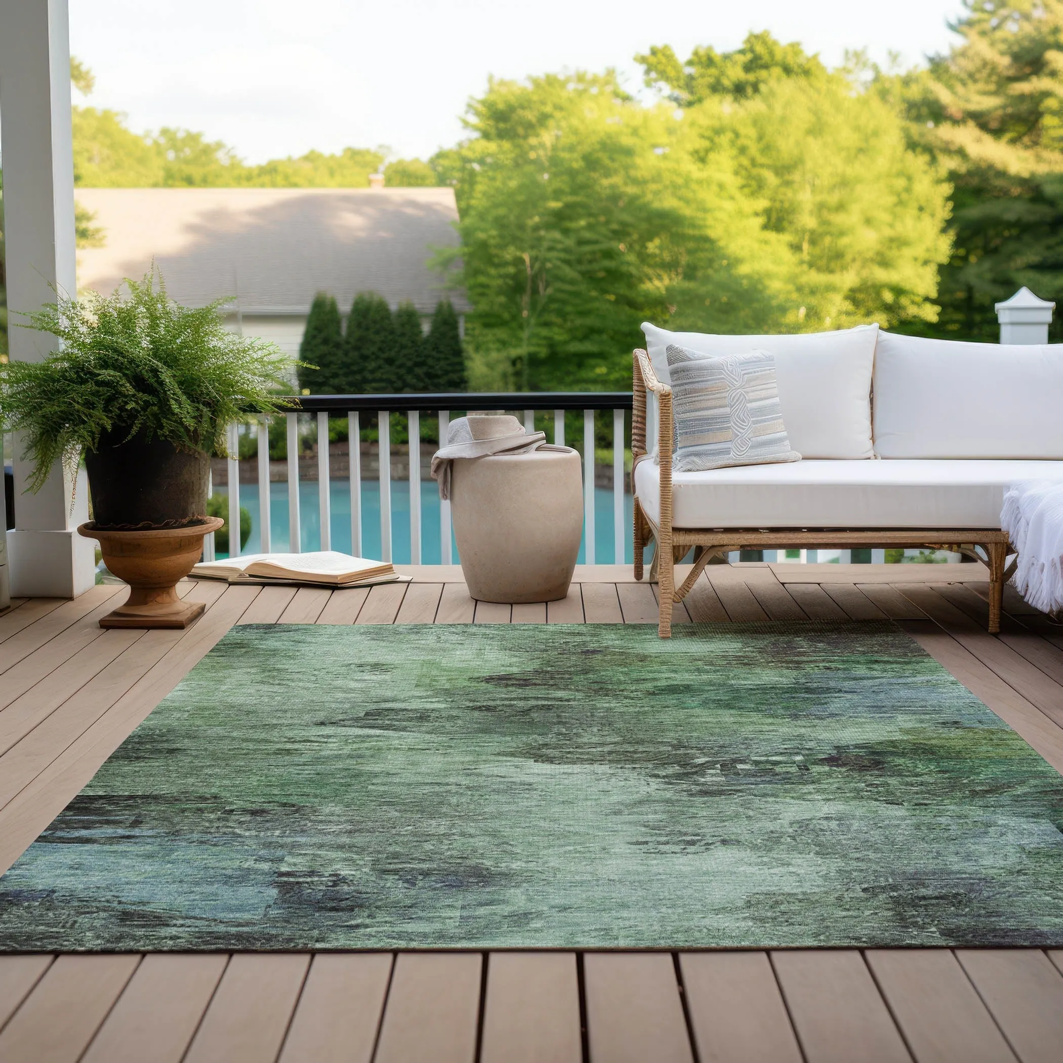 Machine Washable Indoor/ Outdoor Chantille Abstract Watercolor Rug