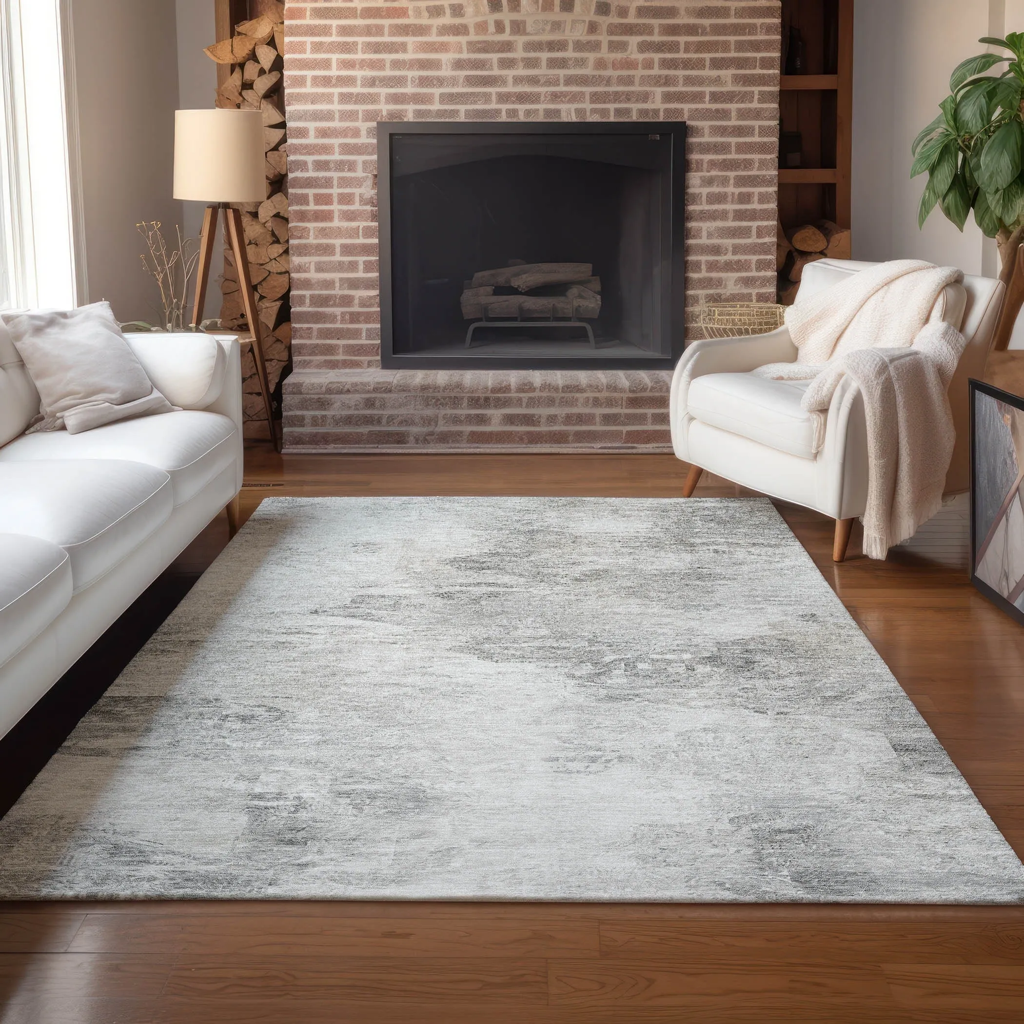 Machine Washable Indoor/ Outdoor Chantille Abstract Watercolor Rug