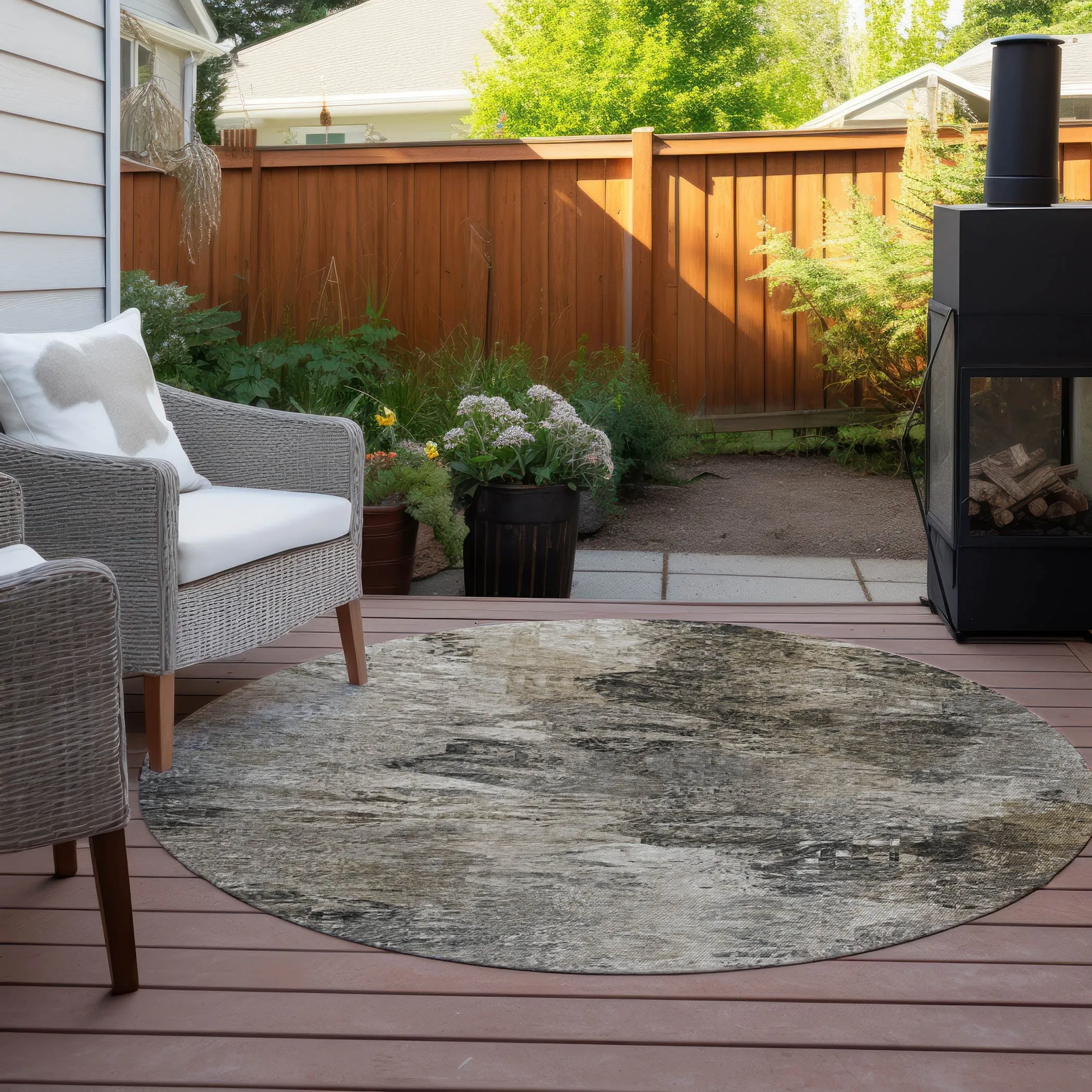Machine Washable Indoor/ Outdoor Chantille Abstract Watercolor Rug