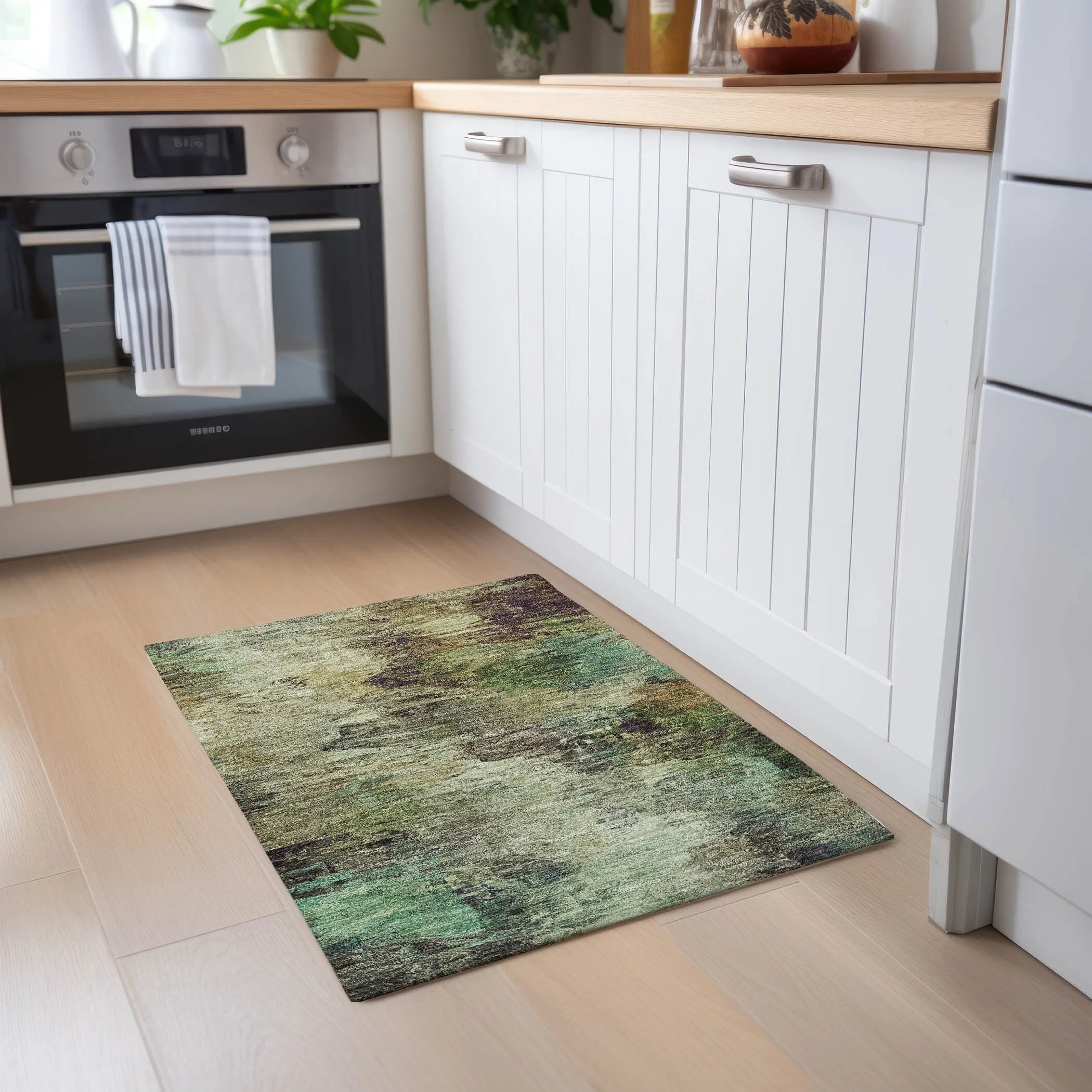 Machine Washable Indoor/ Outdoor Chantille Abstract Watercolor Rug