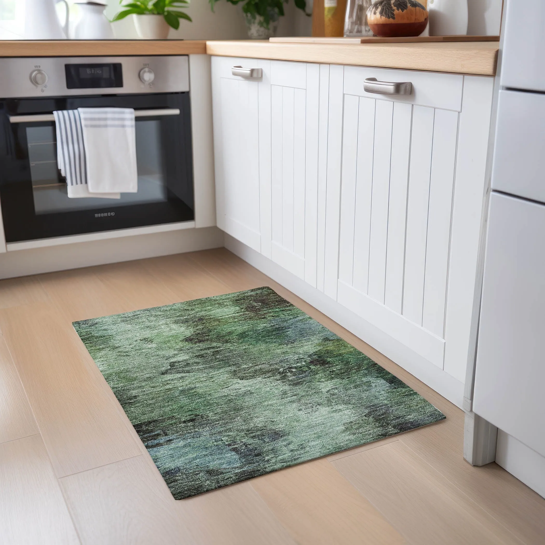 Machine Washable Indoor/ Outdoor Chantille Abstract Watercolor Rug