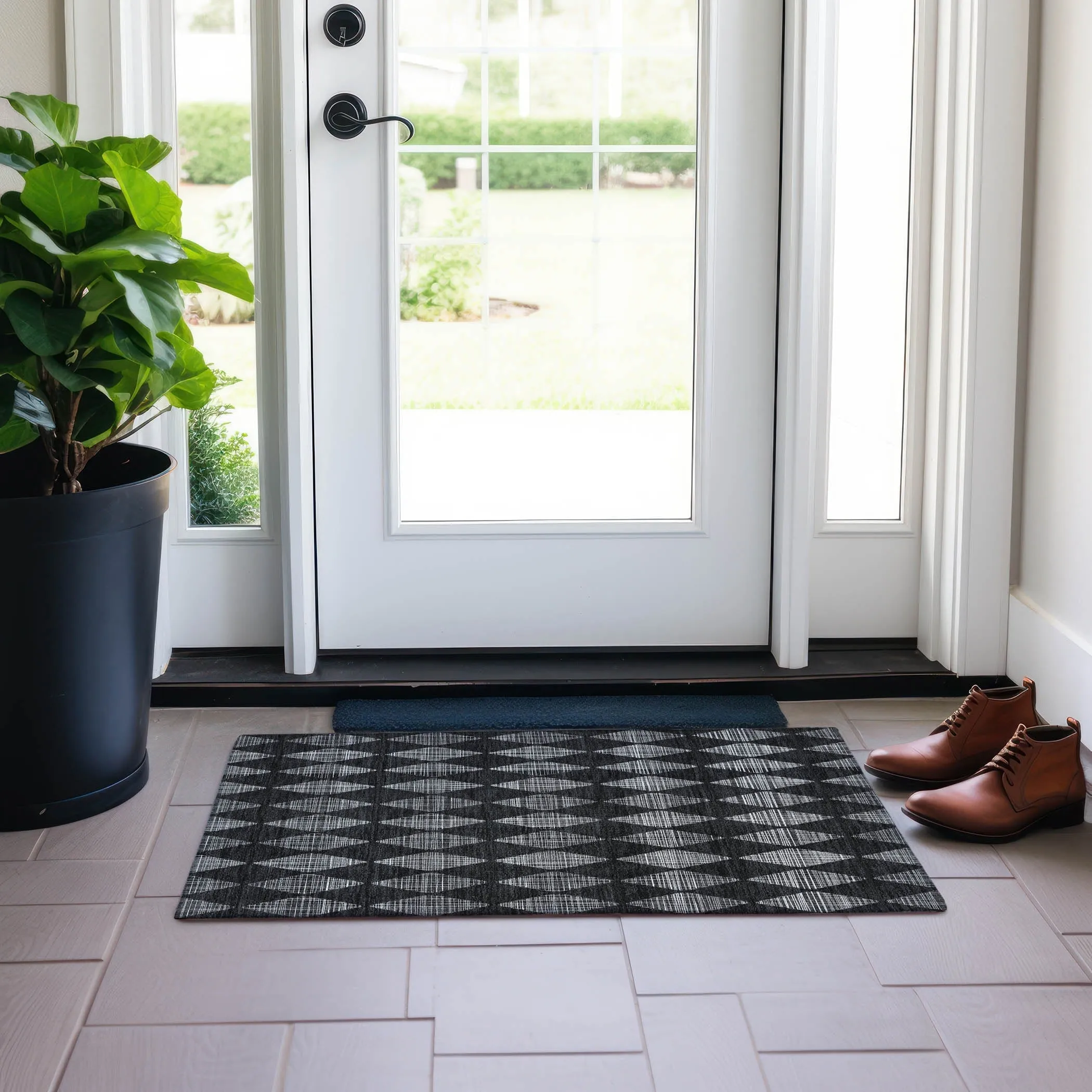 Machine Washable Indoor/ Outdoor Chantille Argyle Rug