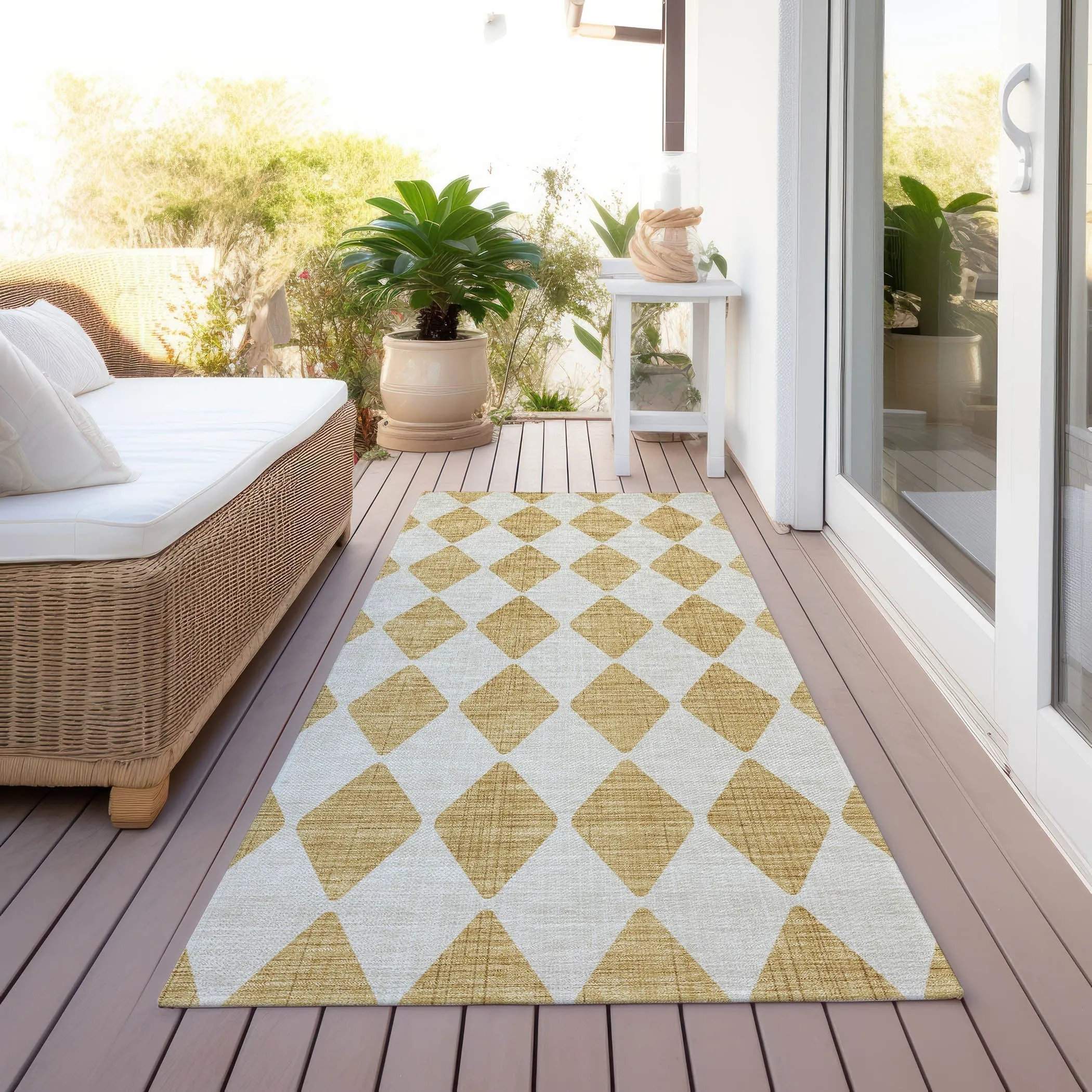 Machine Washable Indoor/ Outdoor Chantille Argyle Rug