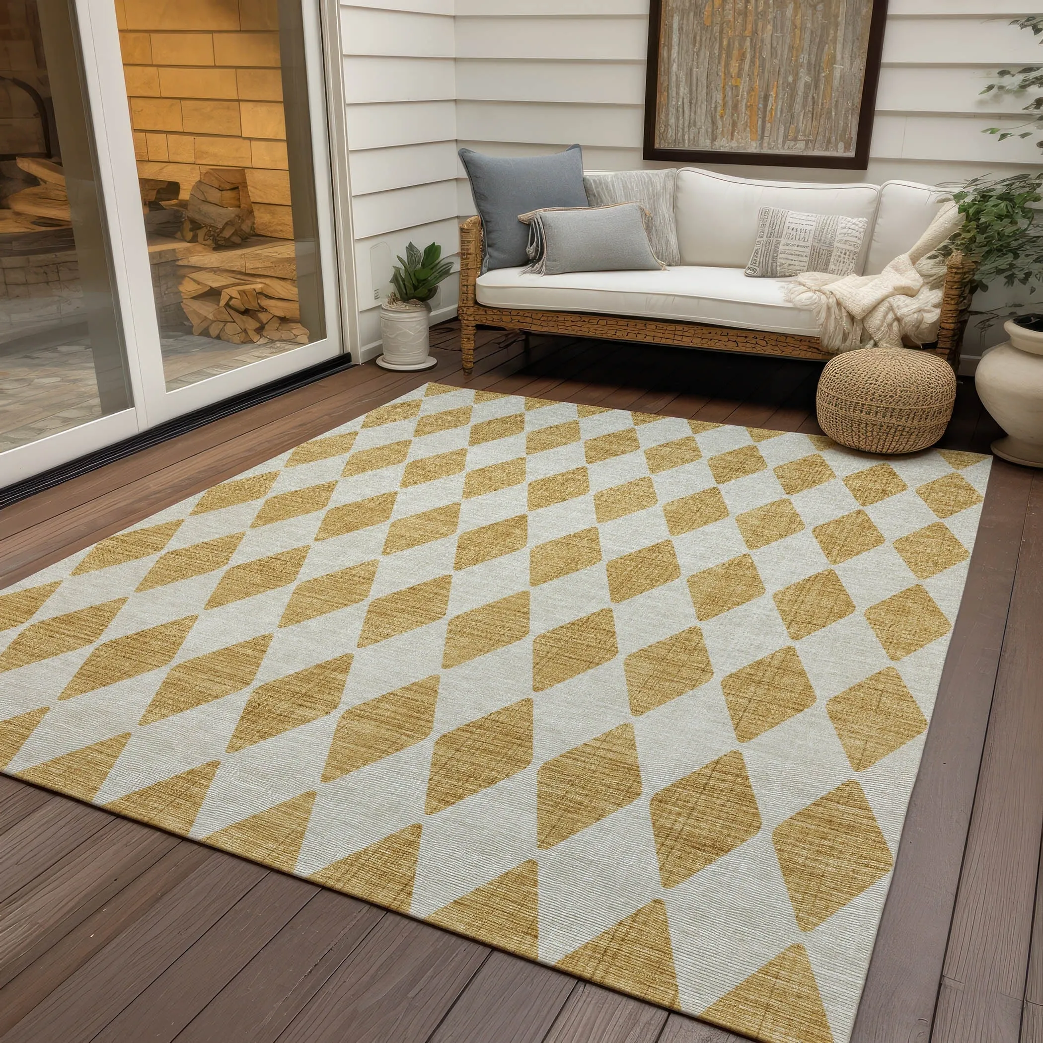 Machine Washable Indoor/ Outdoor Chantille Argyle Rug