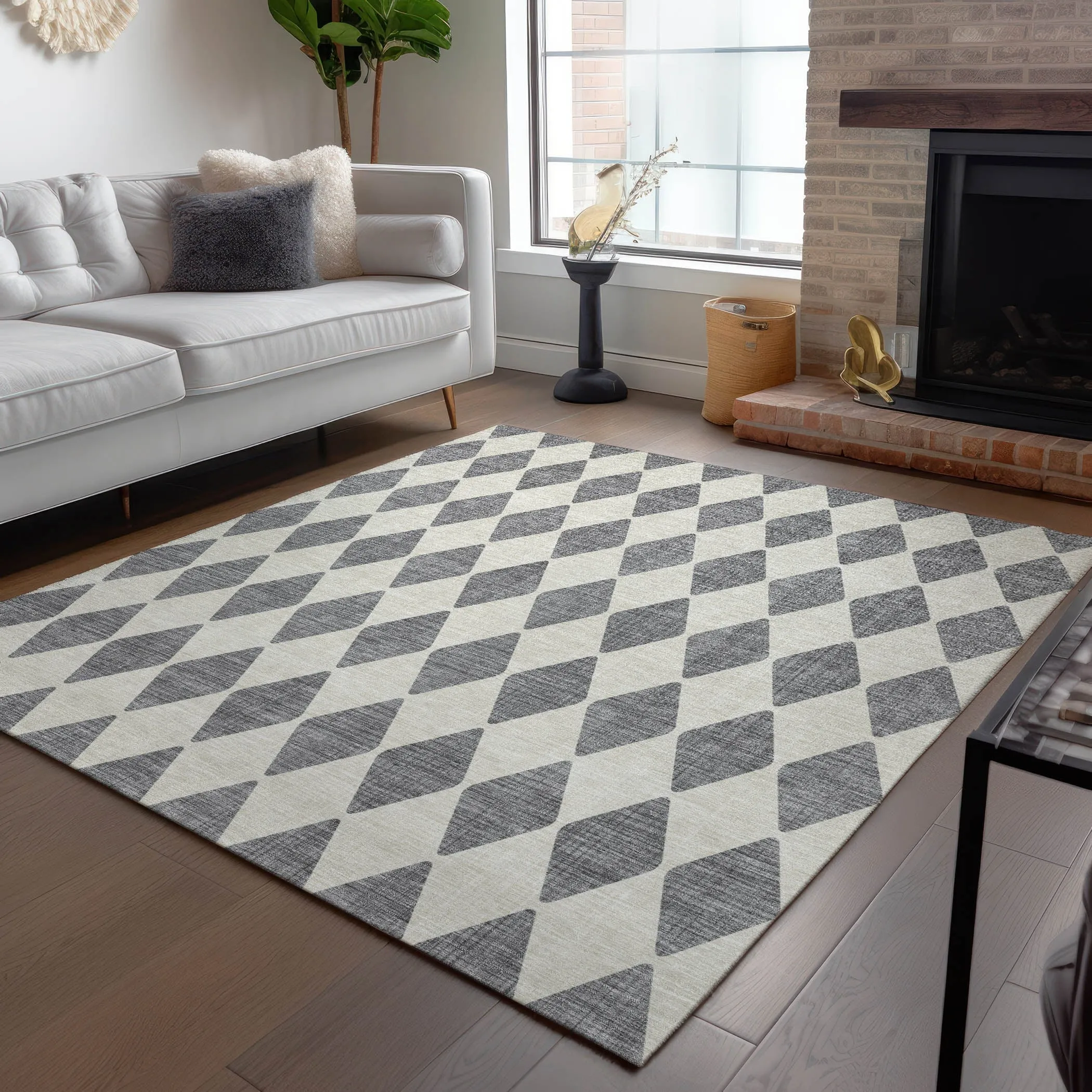Machine Washable Indoor/ Outdoor Chantille Argyle Rug