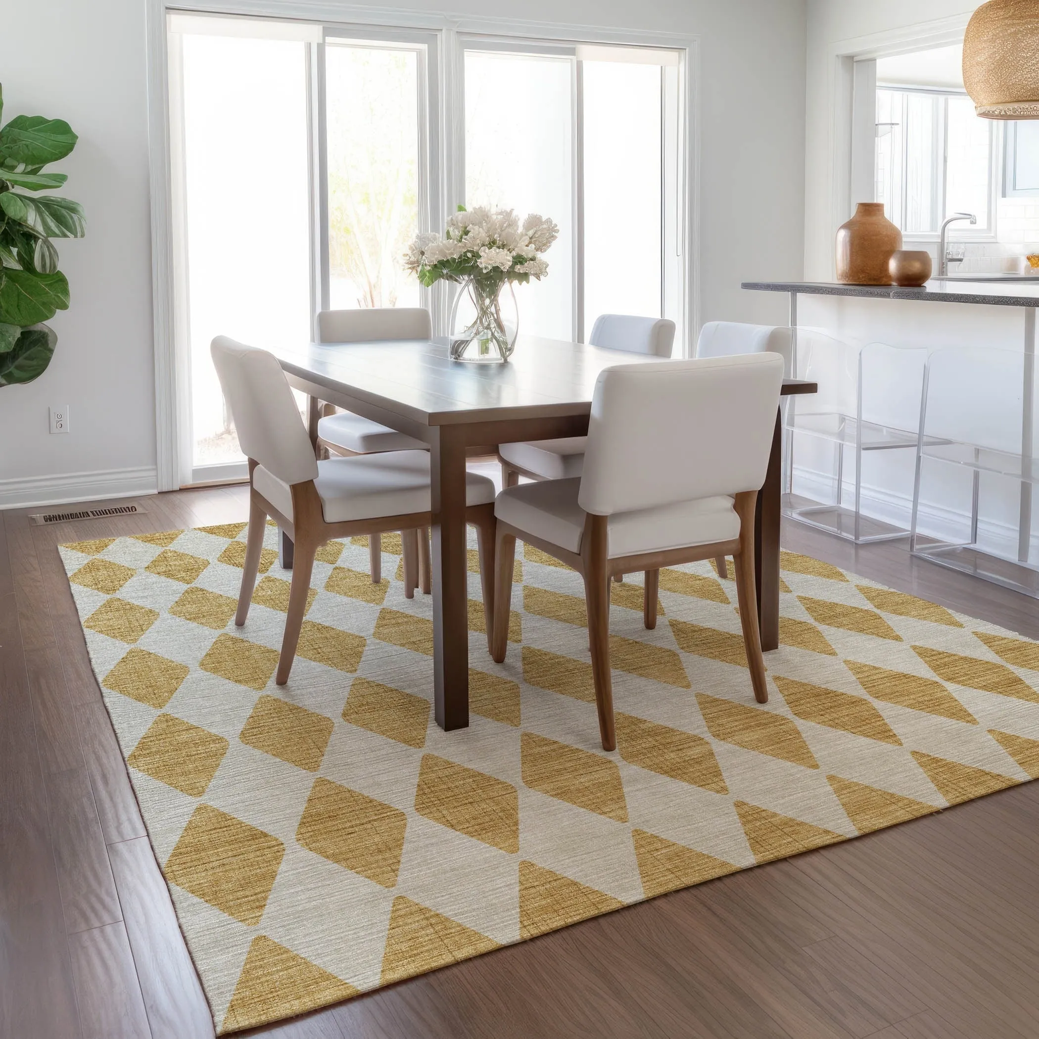 Machine Washable Indoor/ Outdoor Chantille Argyle Rug