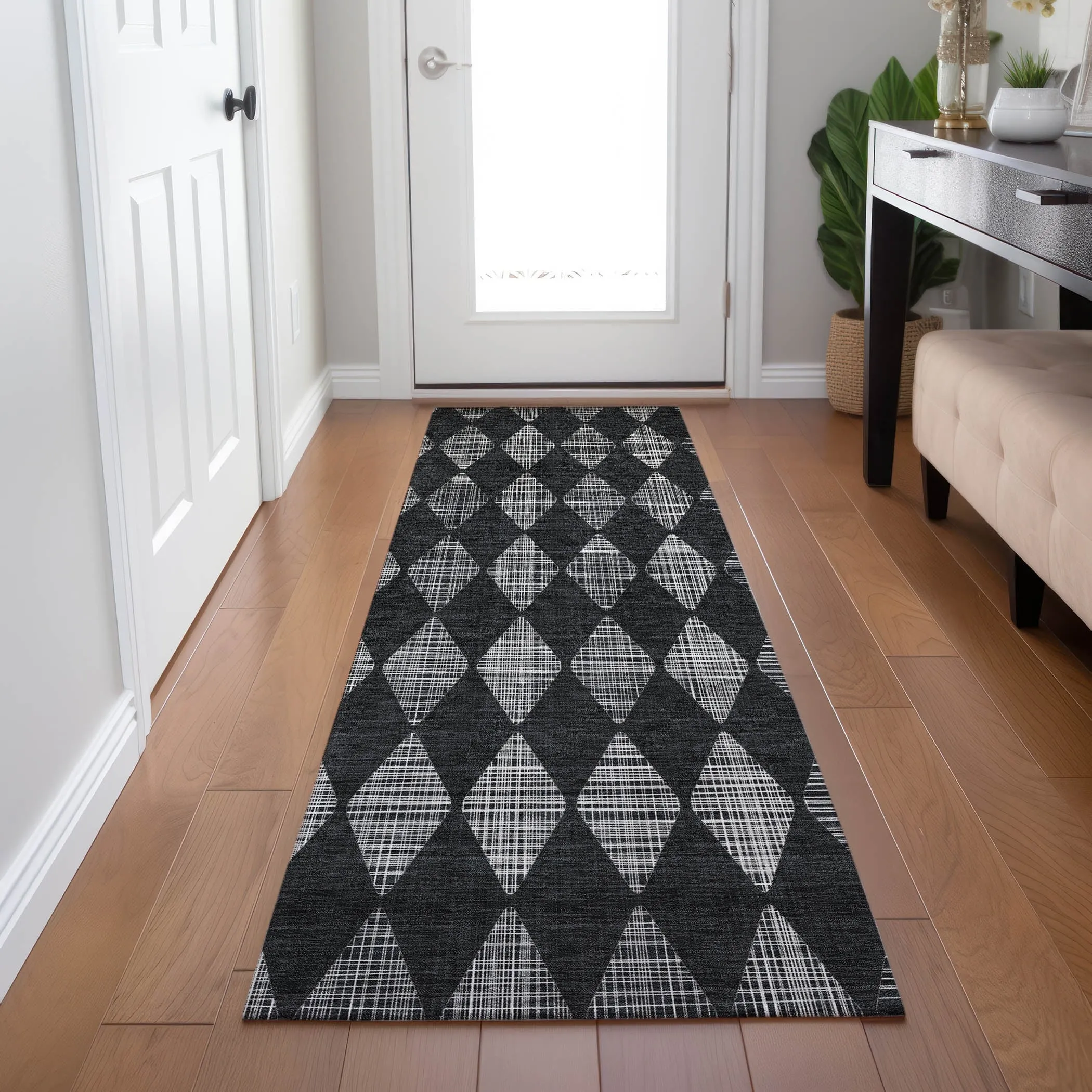 Machine Washable Indoor/ Outdoor Chantille Argyle Rug