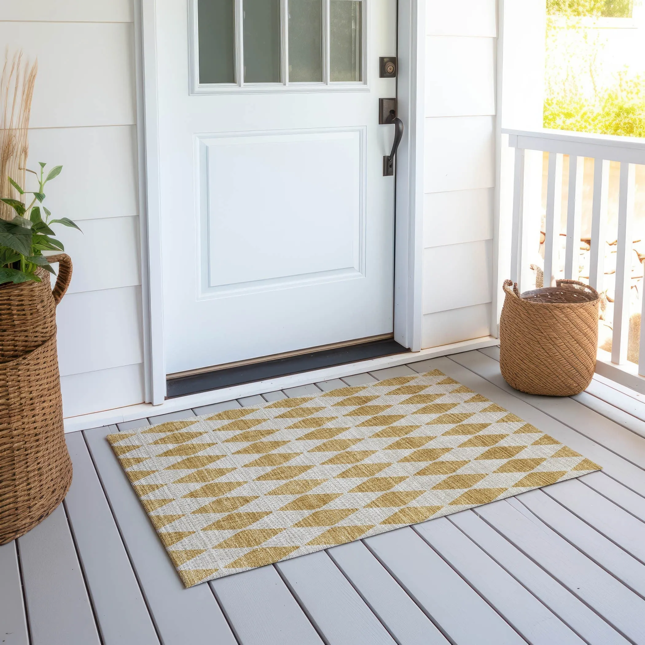 Machine Washable Indoor/ Outdoor Chantille Argyle Rug