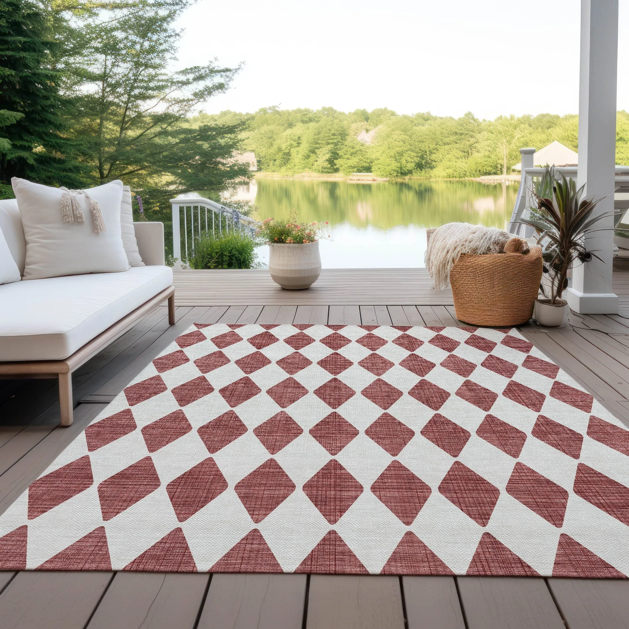 Machine Washable Indoor/ Outdoor Chantille Argyle Rug