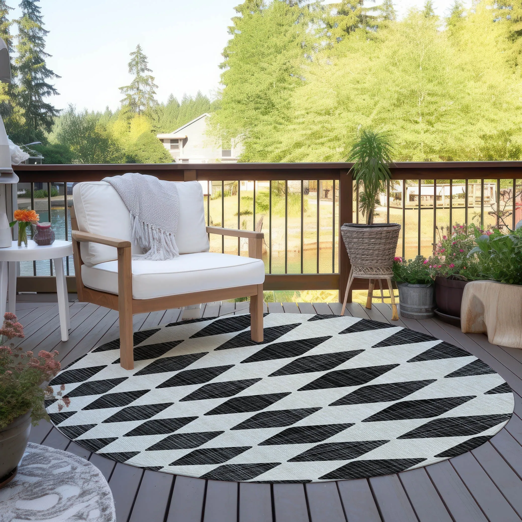 Machine Washable Indoor/ Outdoor Chantille Argyle Rug