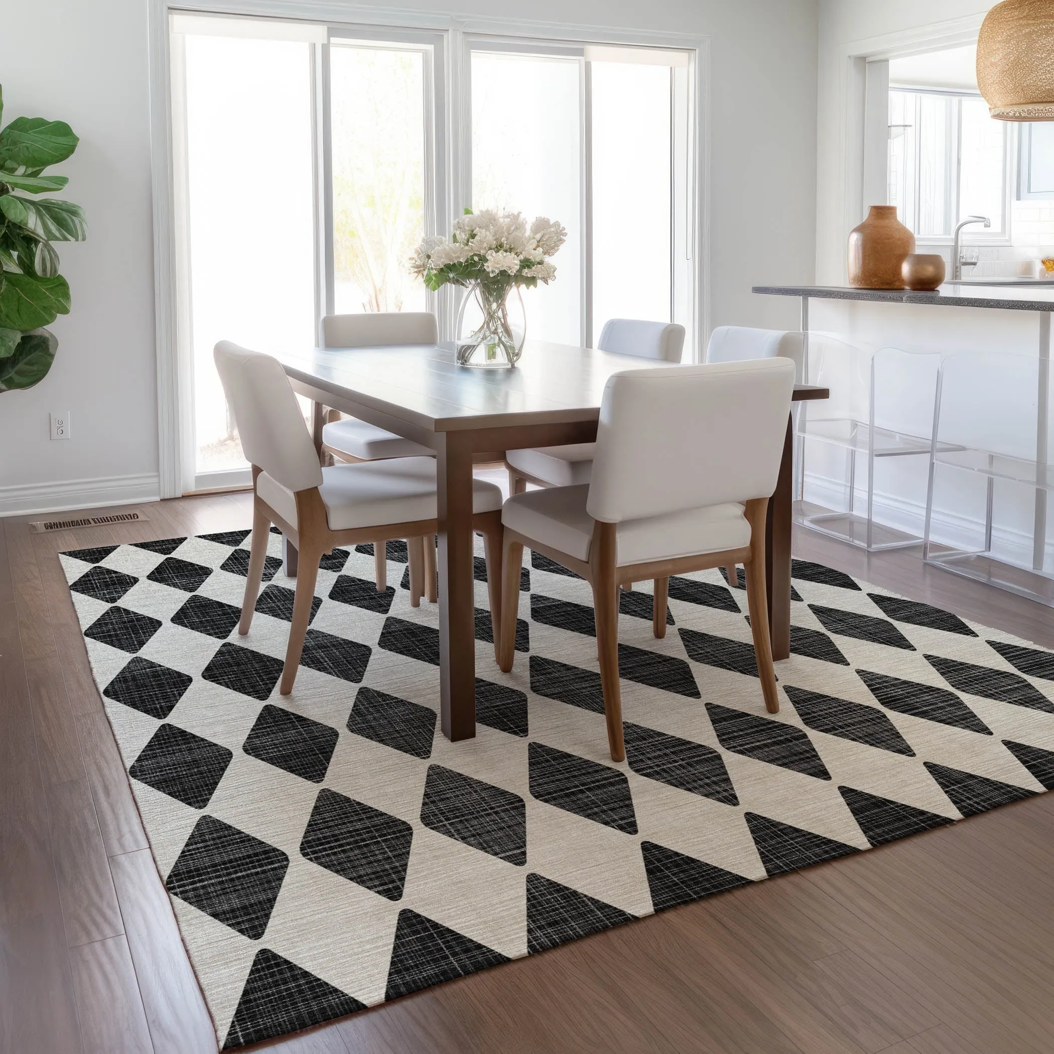 Machine Washable Indoor/ Outdoor Chantille Argyle Rug