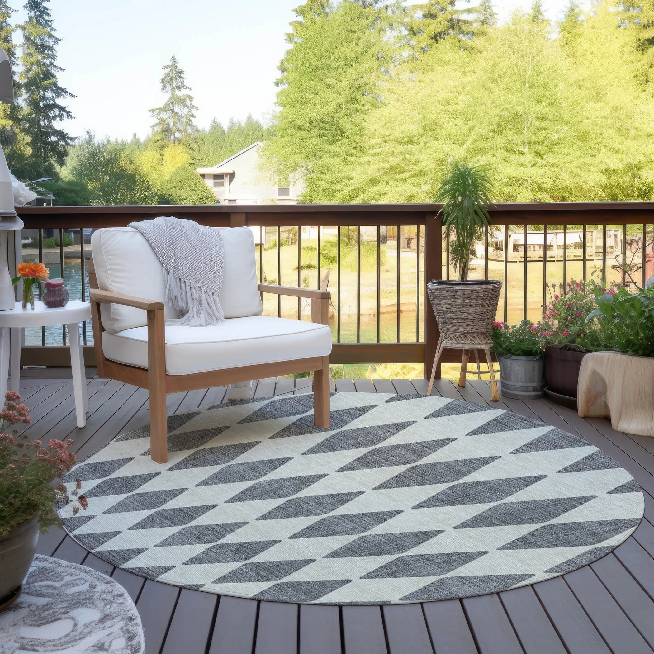 Machine Washable Indoor/ Outdoor Chantille Argyle Rug