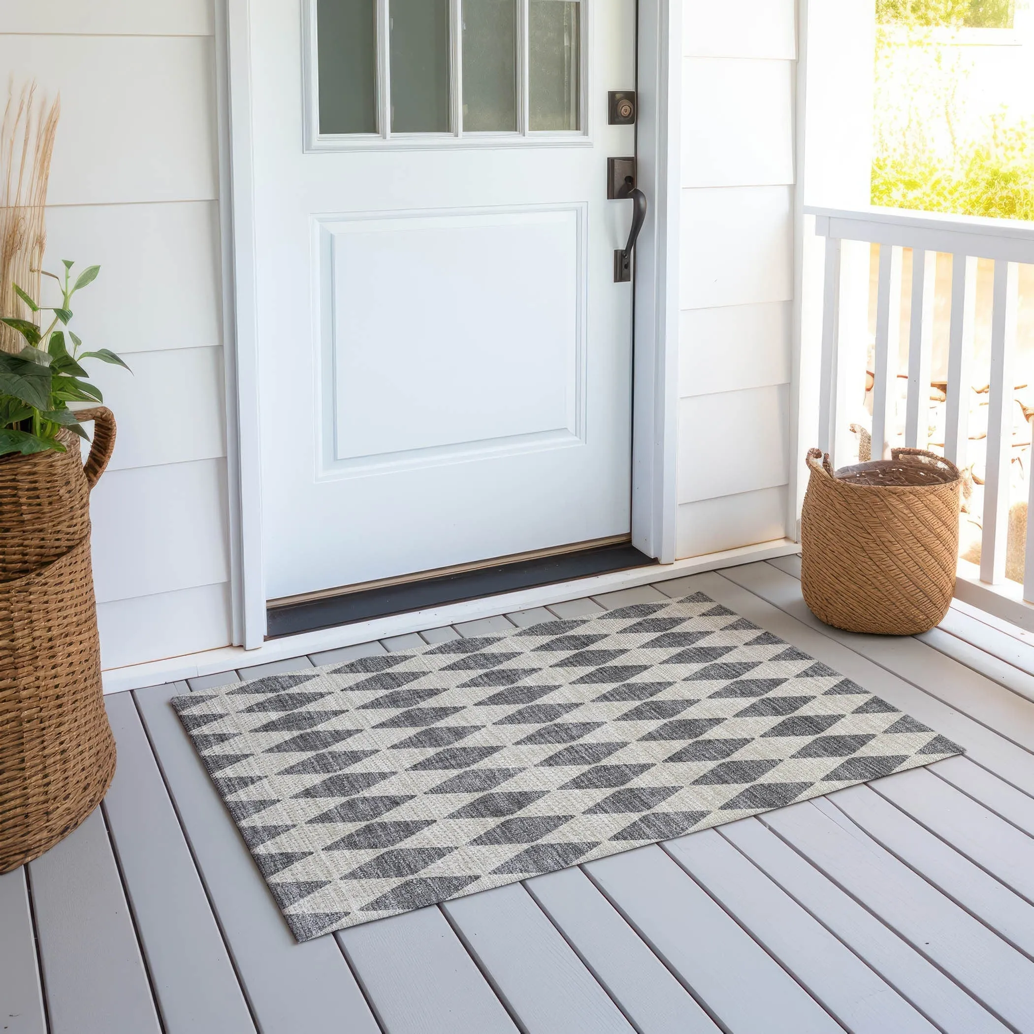 Machine Washable Indoor/ Outdoor Chantille Argyle Rug