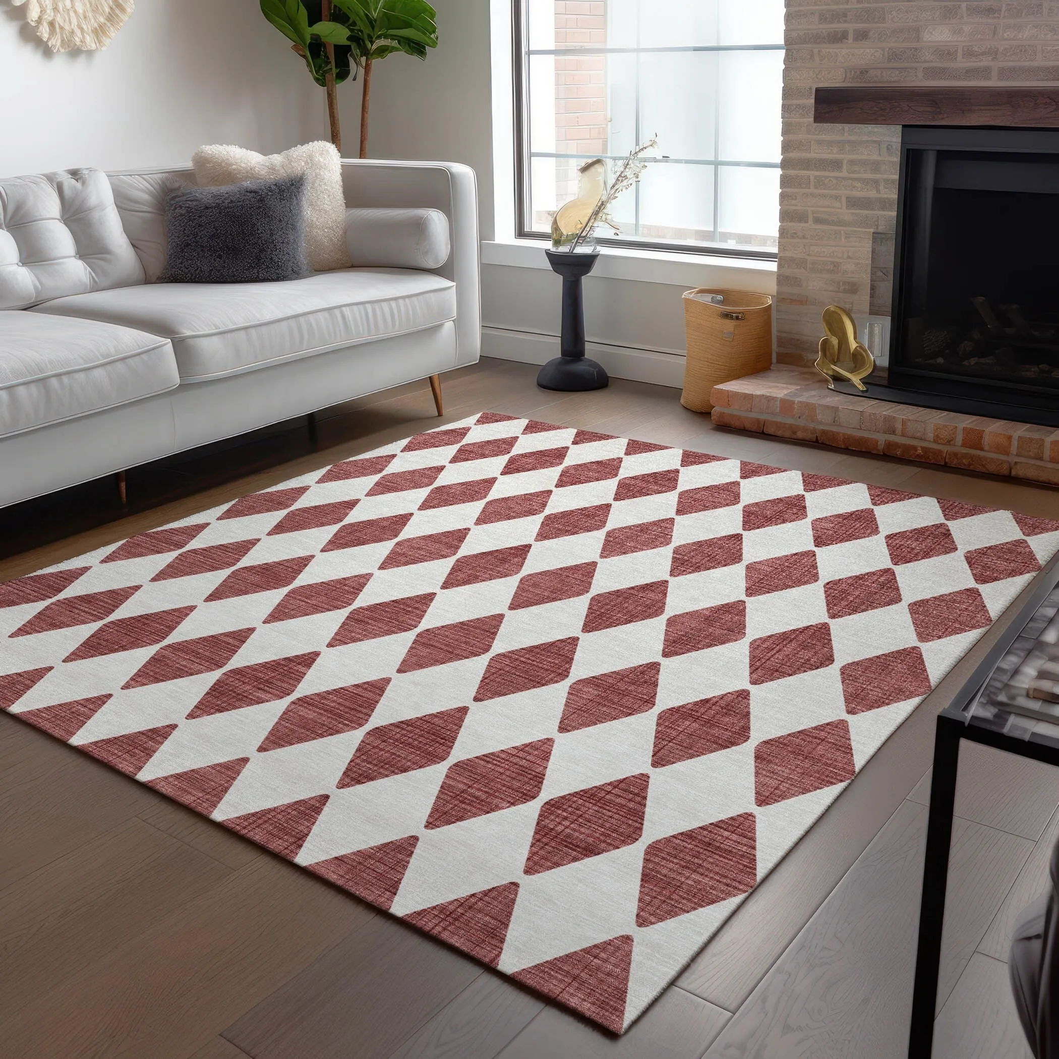 Machine Washable Indoor/ Outdoor Chantille Argyle Rug