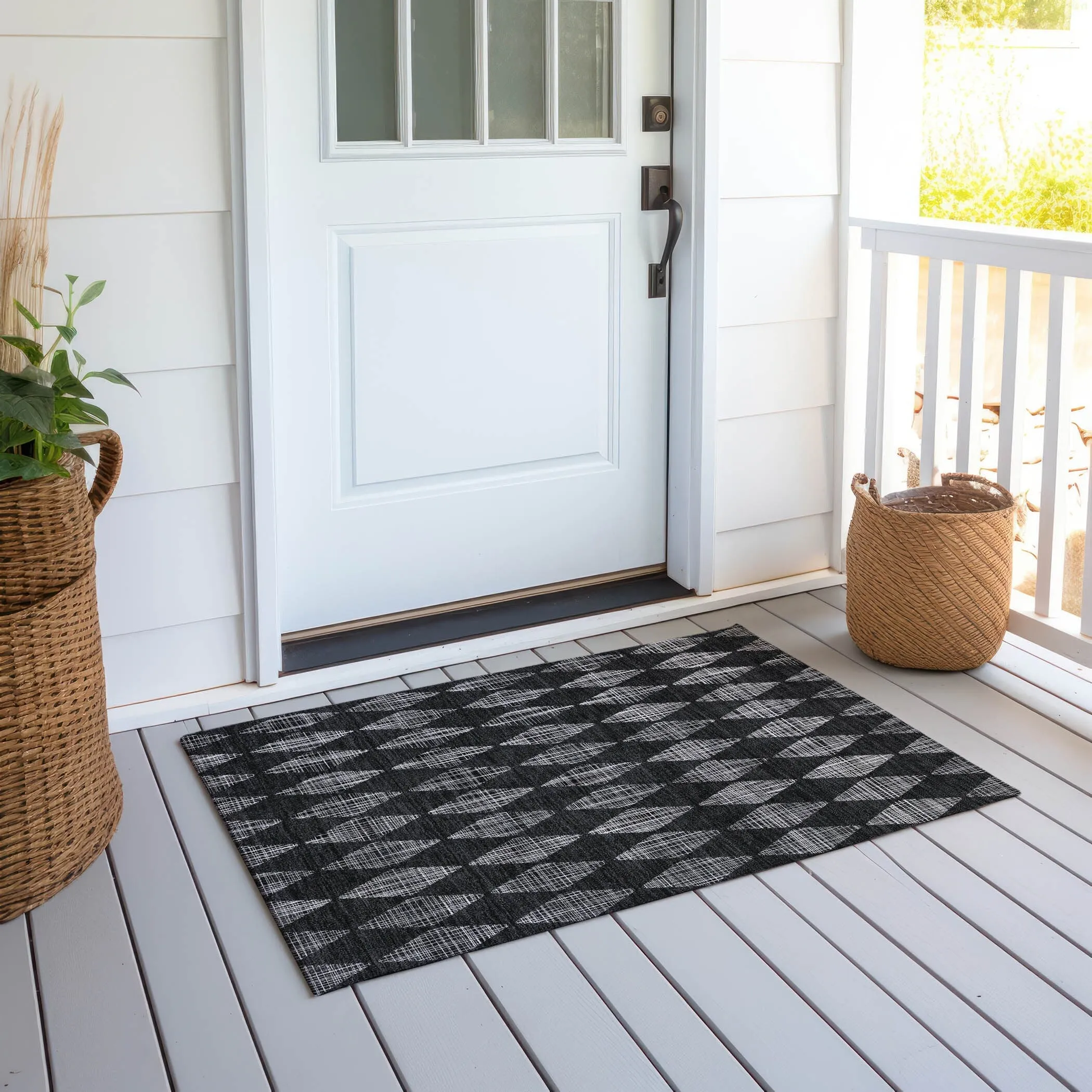 Machine Washable Indoor/ Outdoor Chantille Argyle Rug