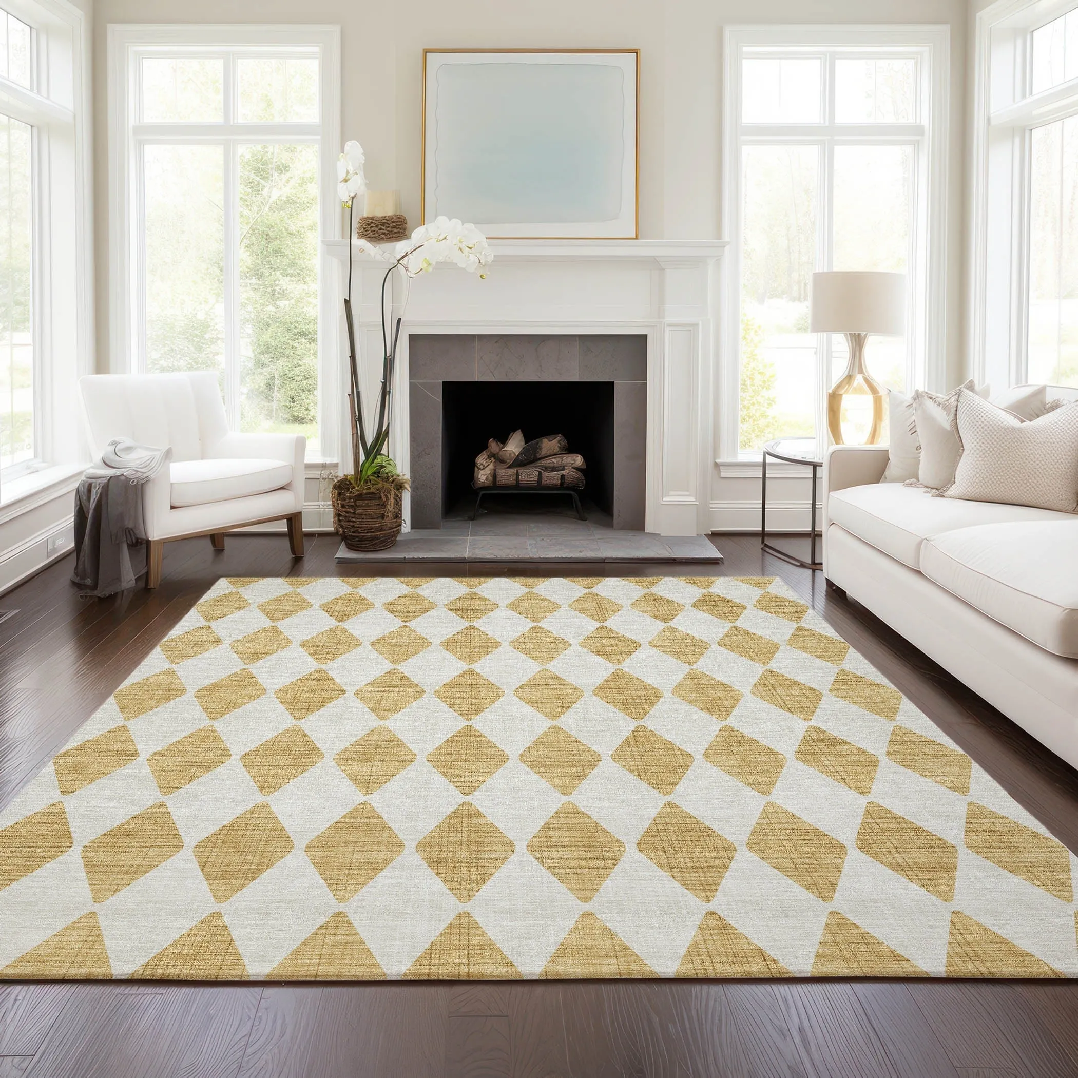 Machine Washable Indoor/ Outdoor Chantille Argyle Rug