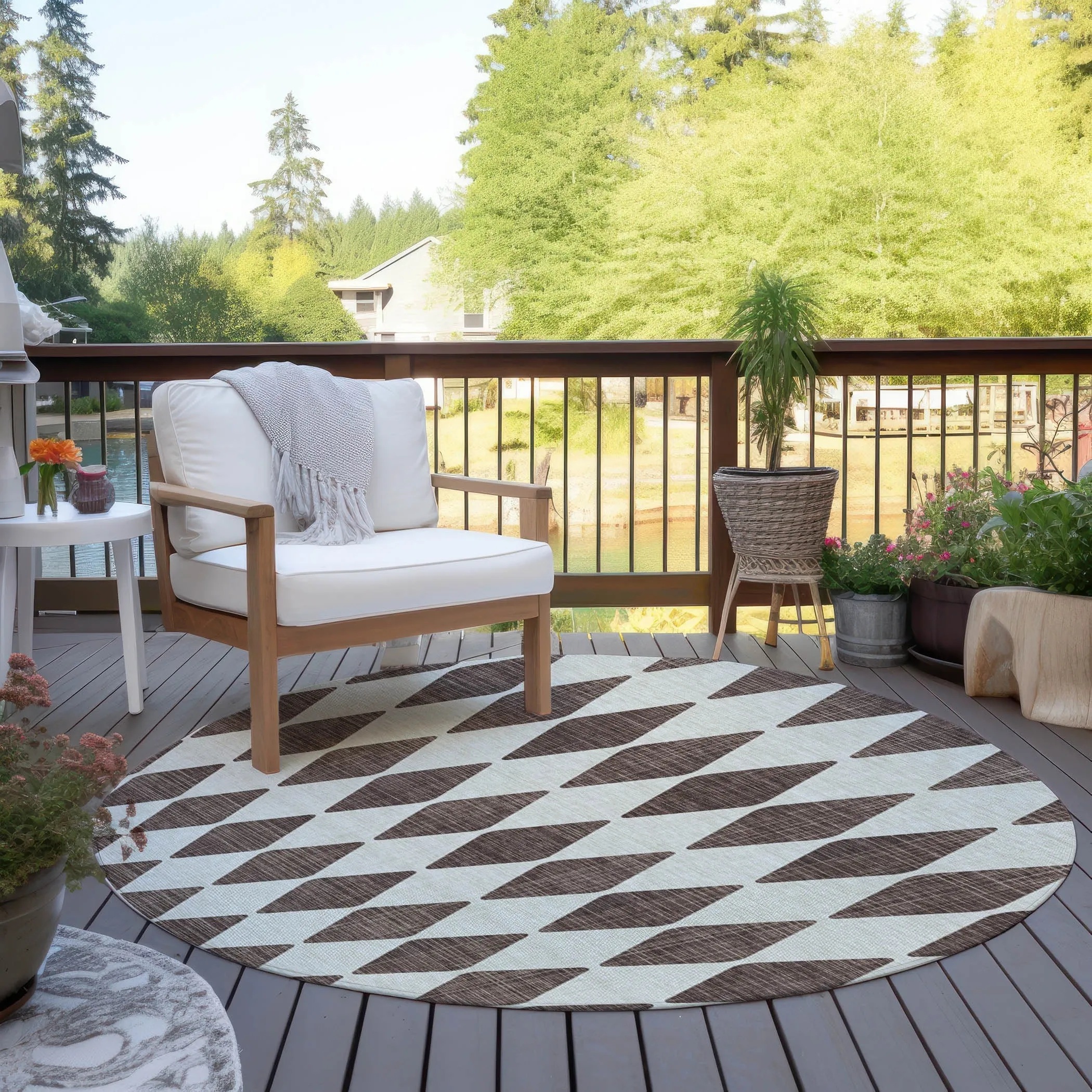 Machine Washable Indoor/ Outdoor Chantille Argyle Rug
