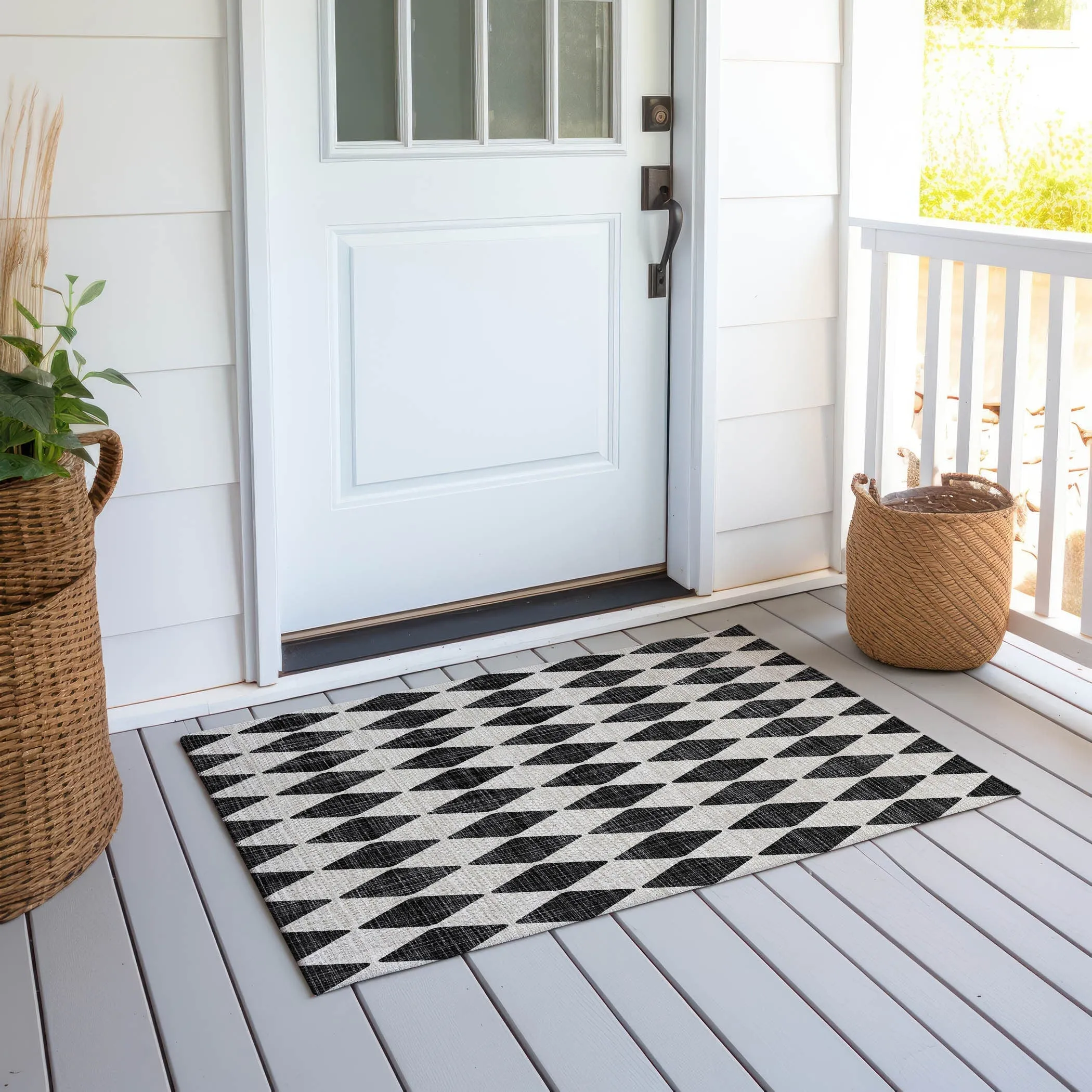 Machine Washable Indoor/ Outdoor Chantille Argyle Rug