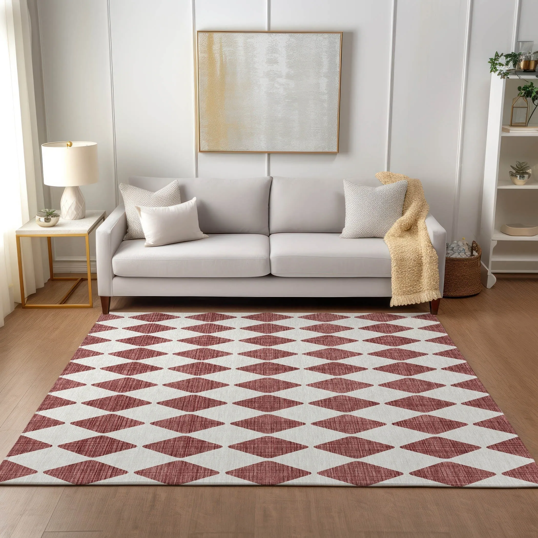 Machine Washable Indoor/ Outdoor Chantille Argyle Rug
