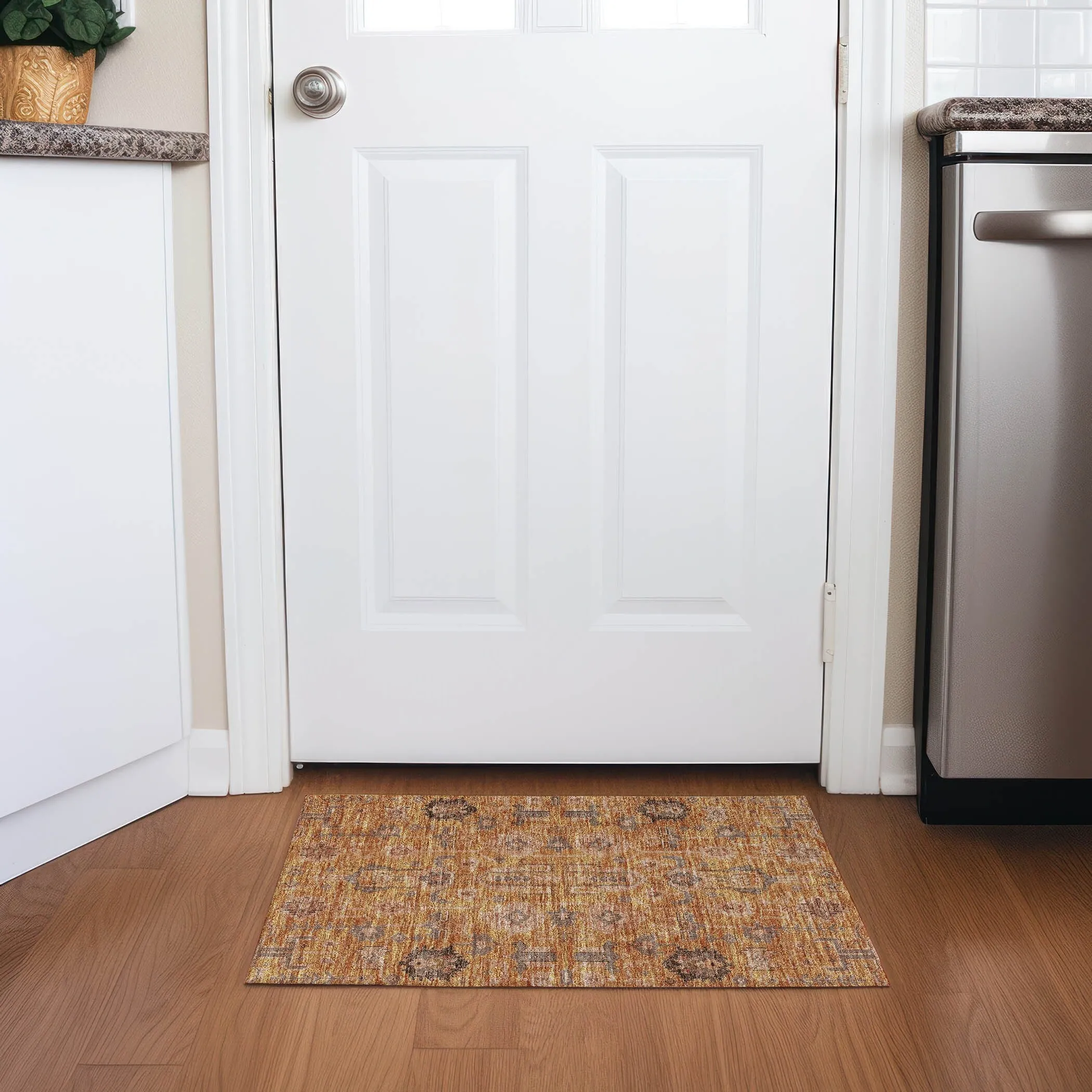 Machine Washable Indoor/ Outdoor Chantille Boho Traditional Rug