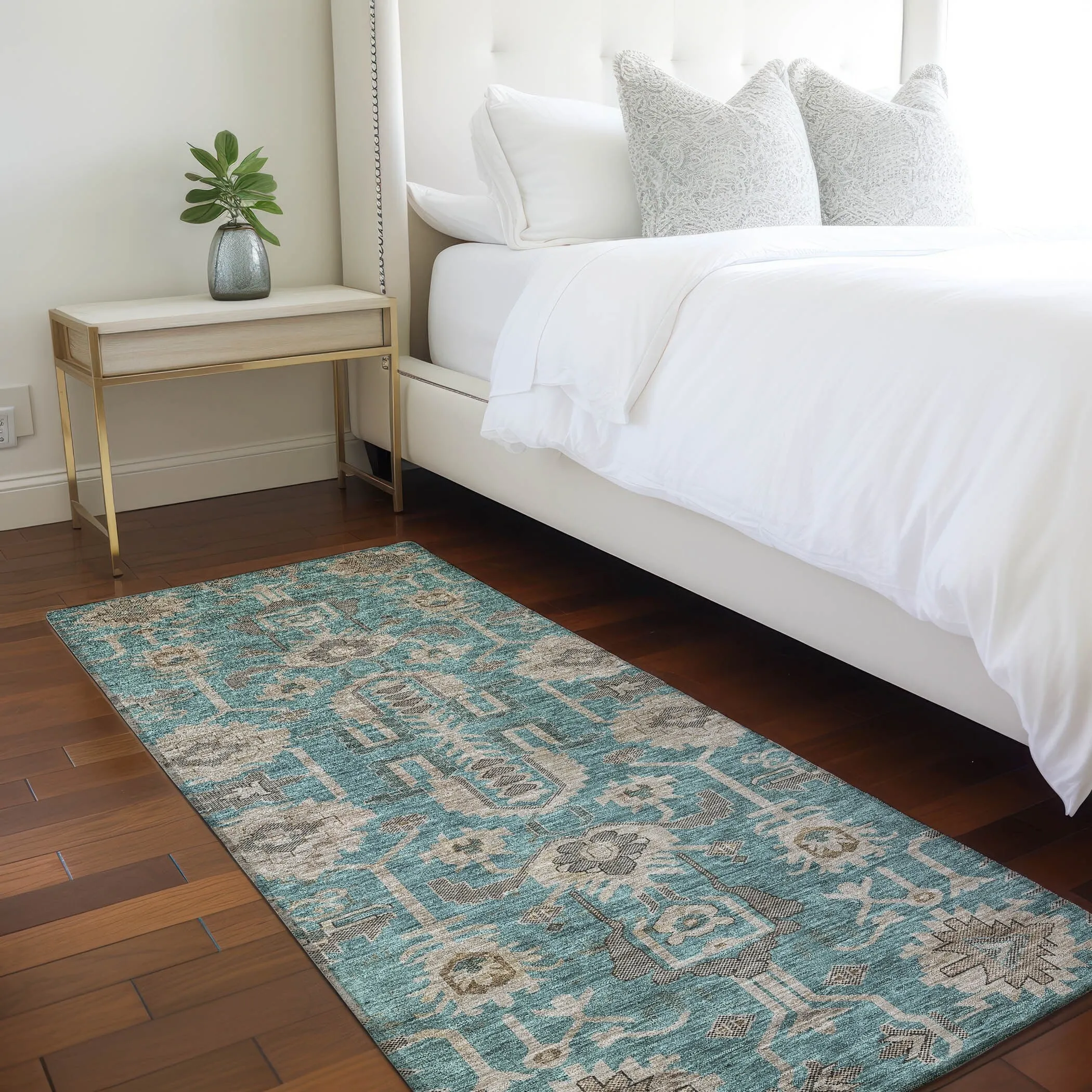 Machine Washable Indoor/ Outdoor Chantille Boho Traditional Rug