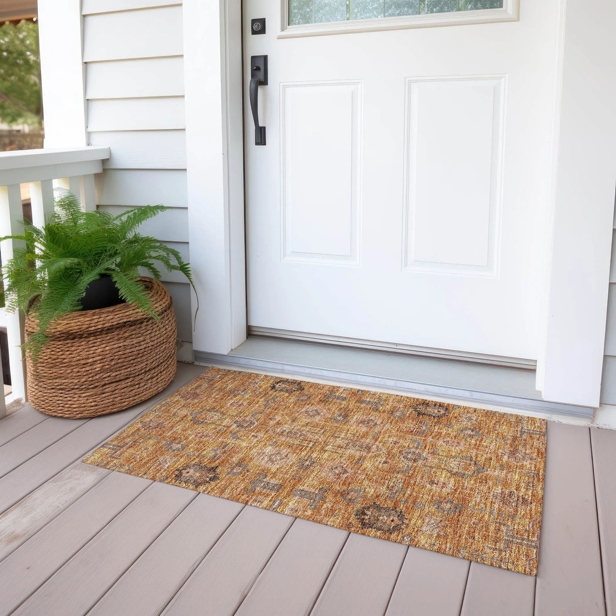 Machine Washable Indoor/ Outdoor Chantille Boho Traditional Rug