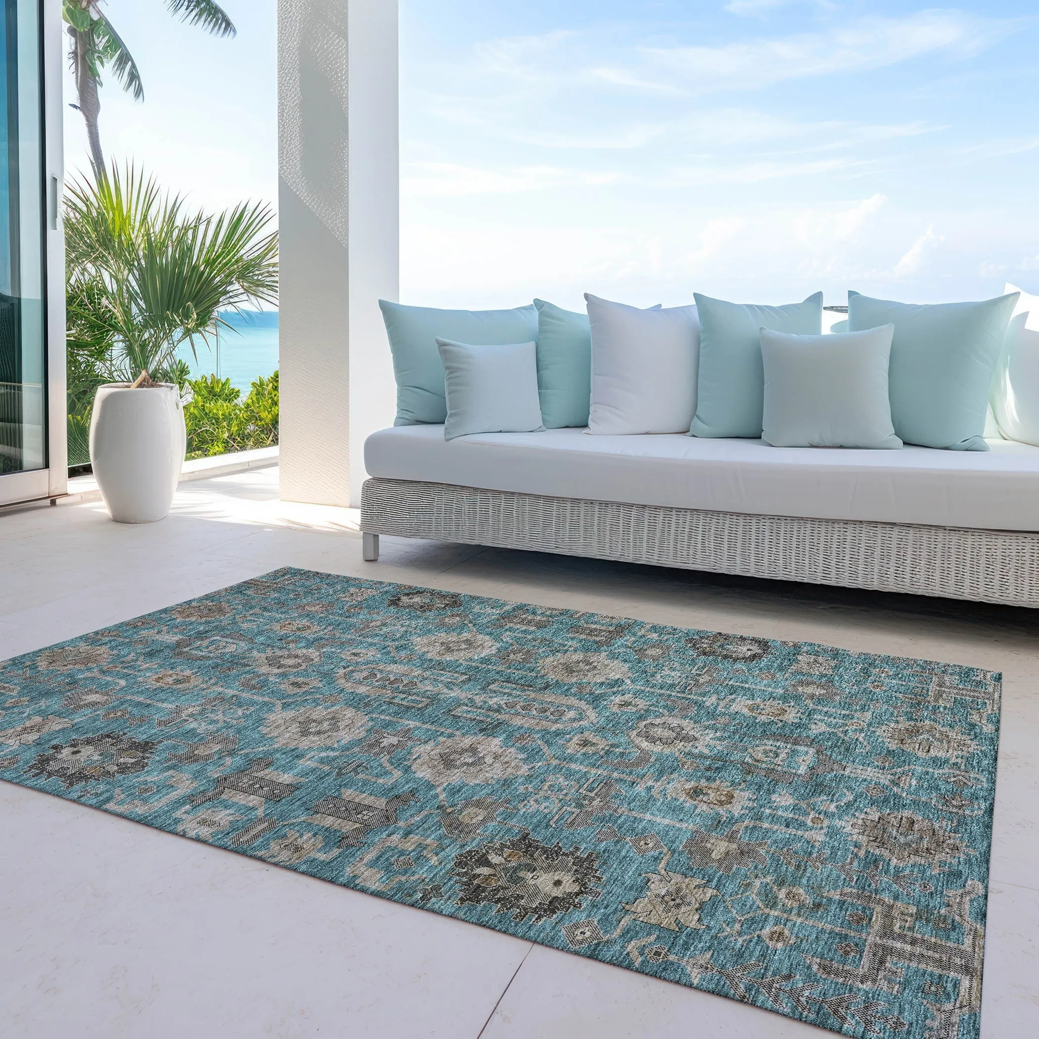 Machine Washable Indoor/ Outdoor Chantille Boho Traditional Rug