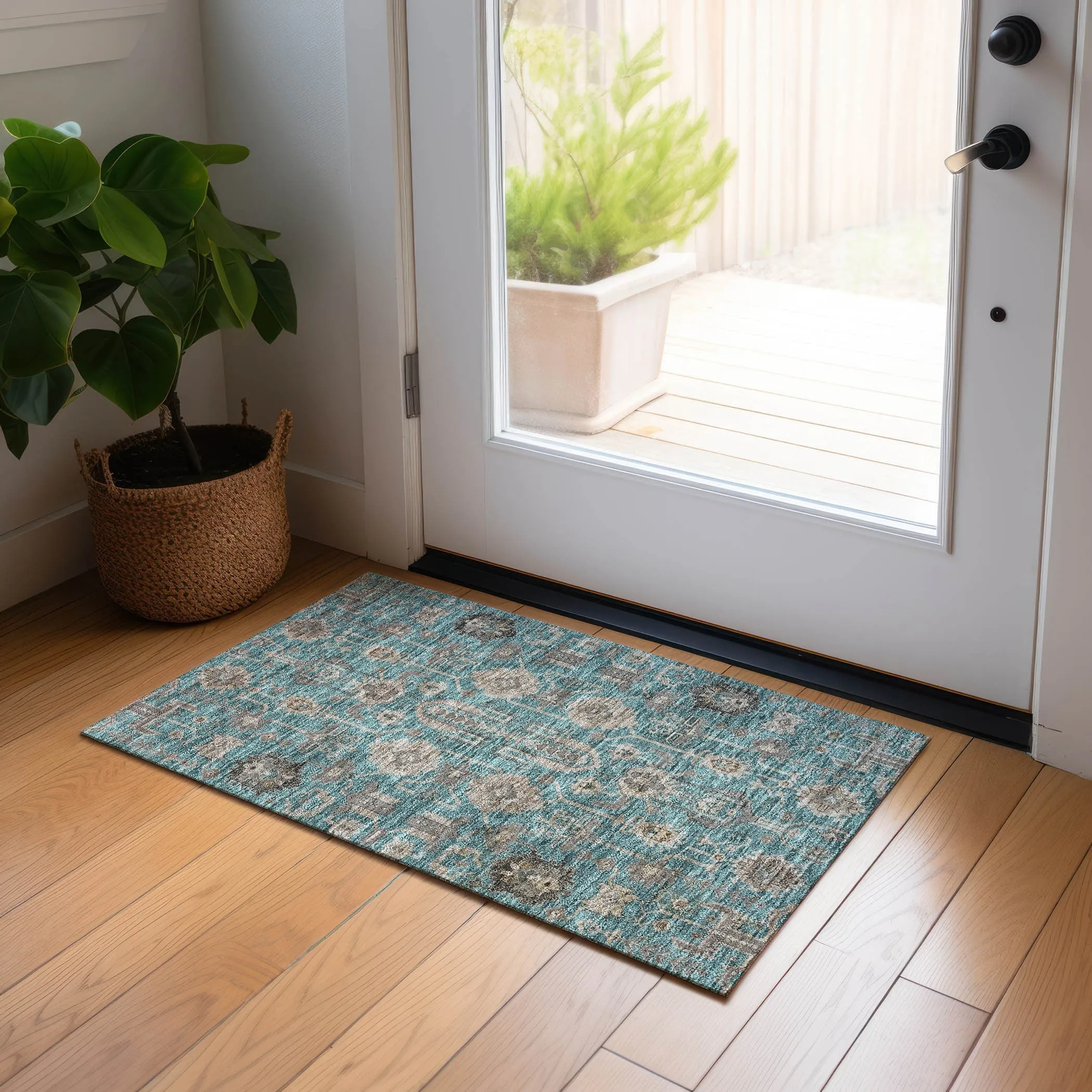 Machine Washable Indoor/ Outdoor Chantille Boho Traditional Rug