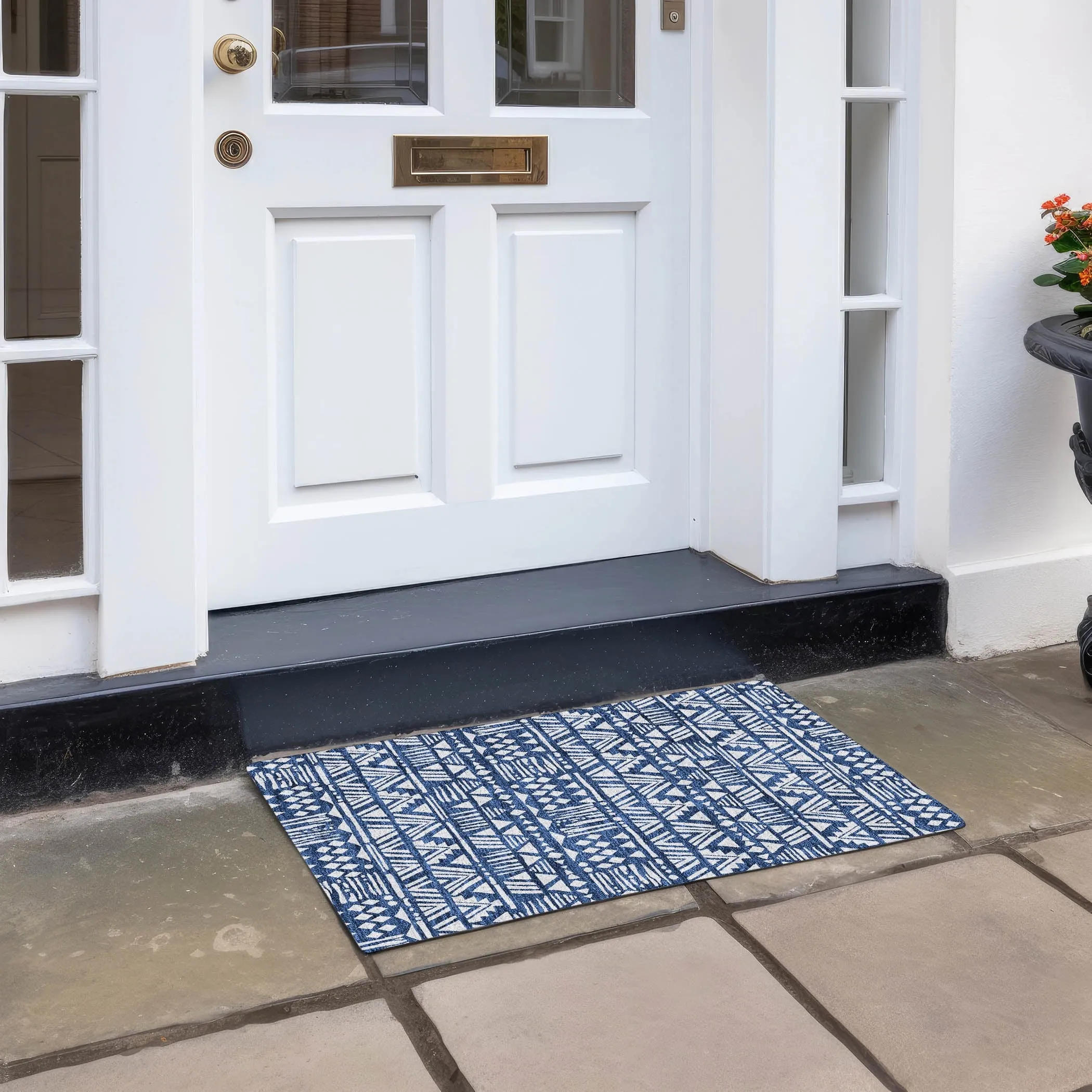 Machine Washable Indoor/ Outdoor Chantille Boho Tribal Rug