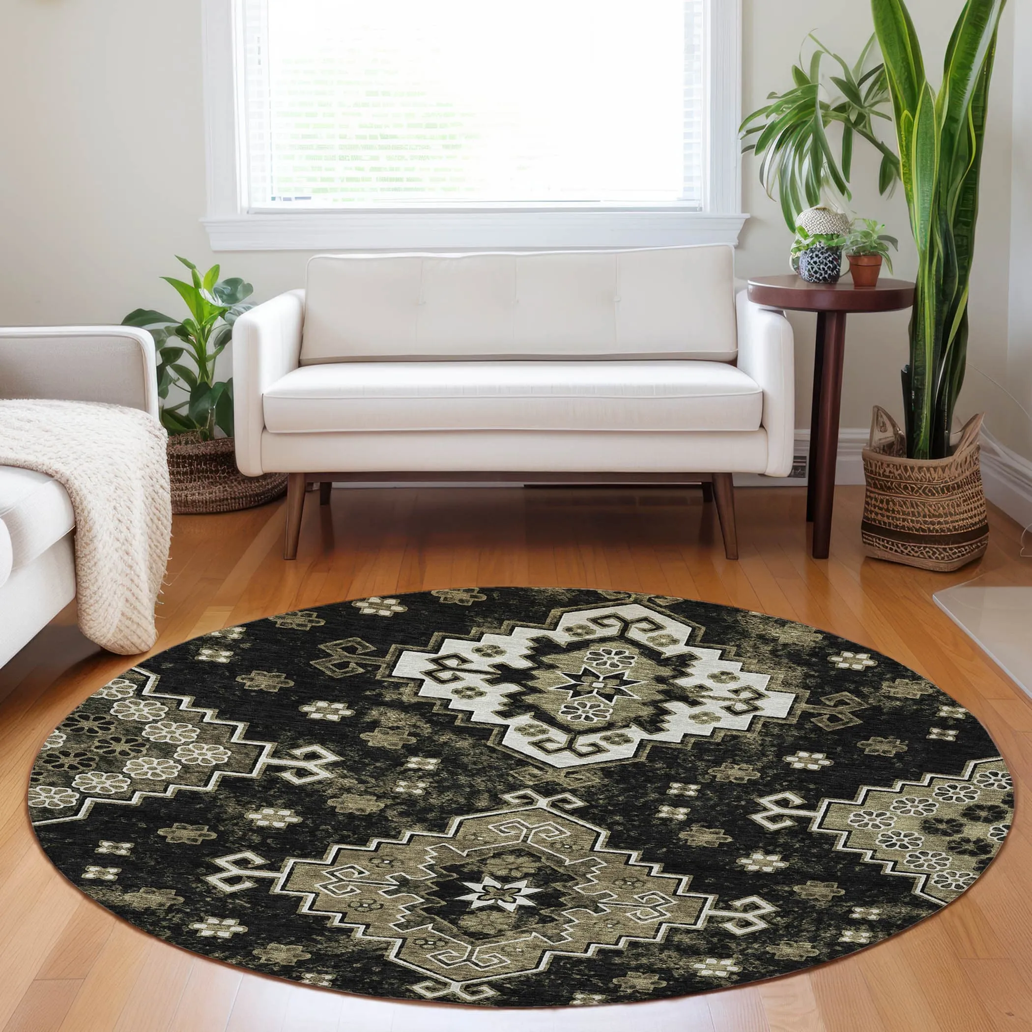 Machine Washable Indoor/ Outdoor Chantille Boho Tribal Rug