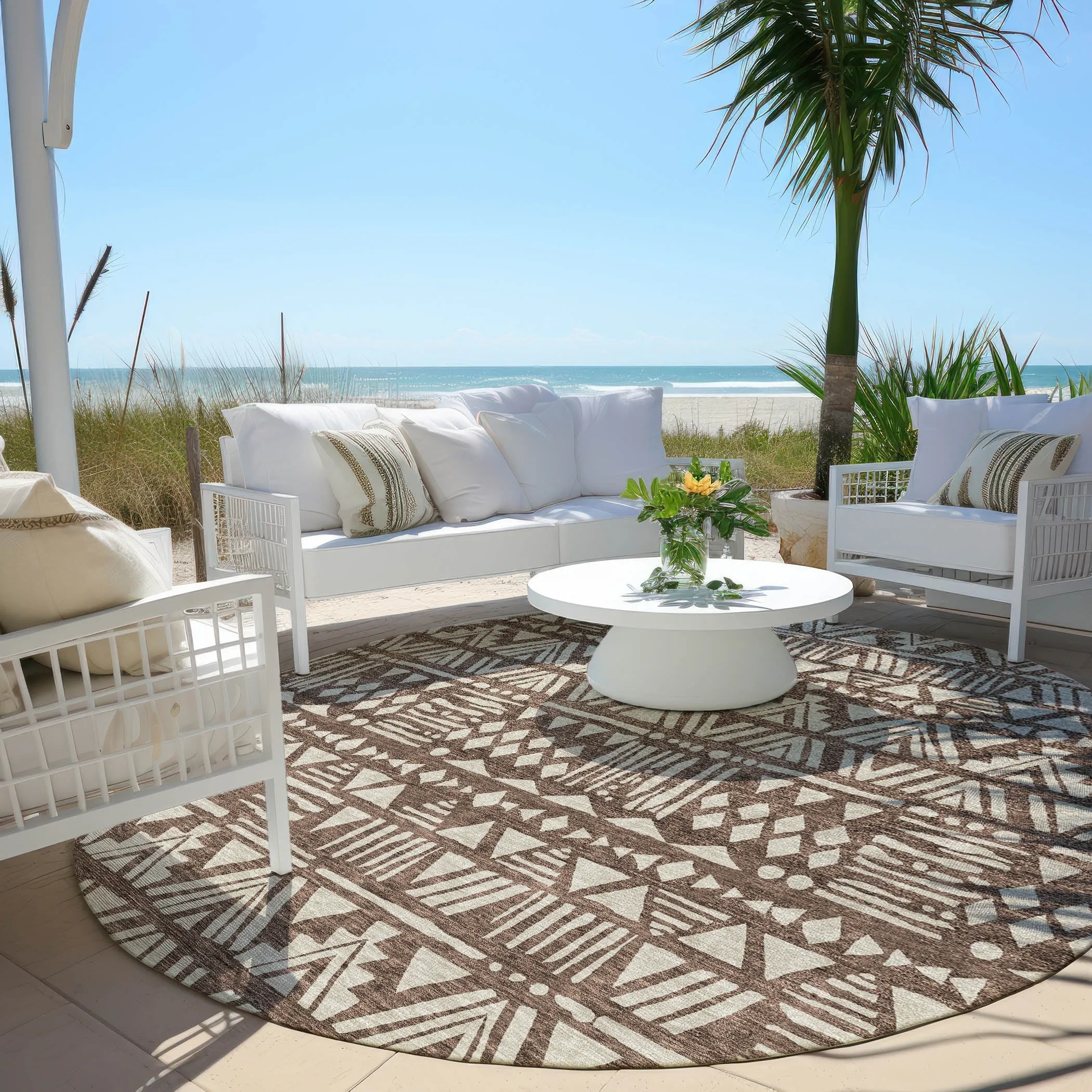 Machine Washable Indoor/ Outdoor Chantille Boho Tribal Rug
