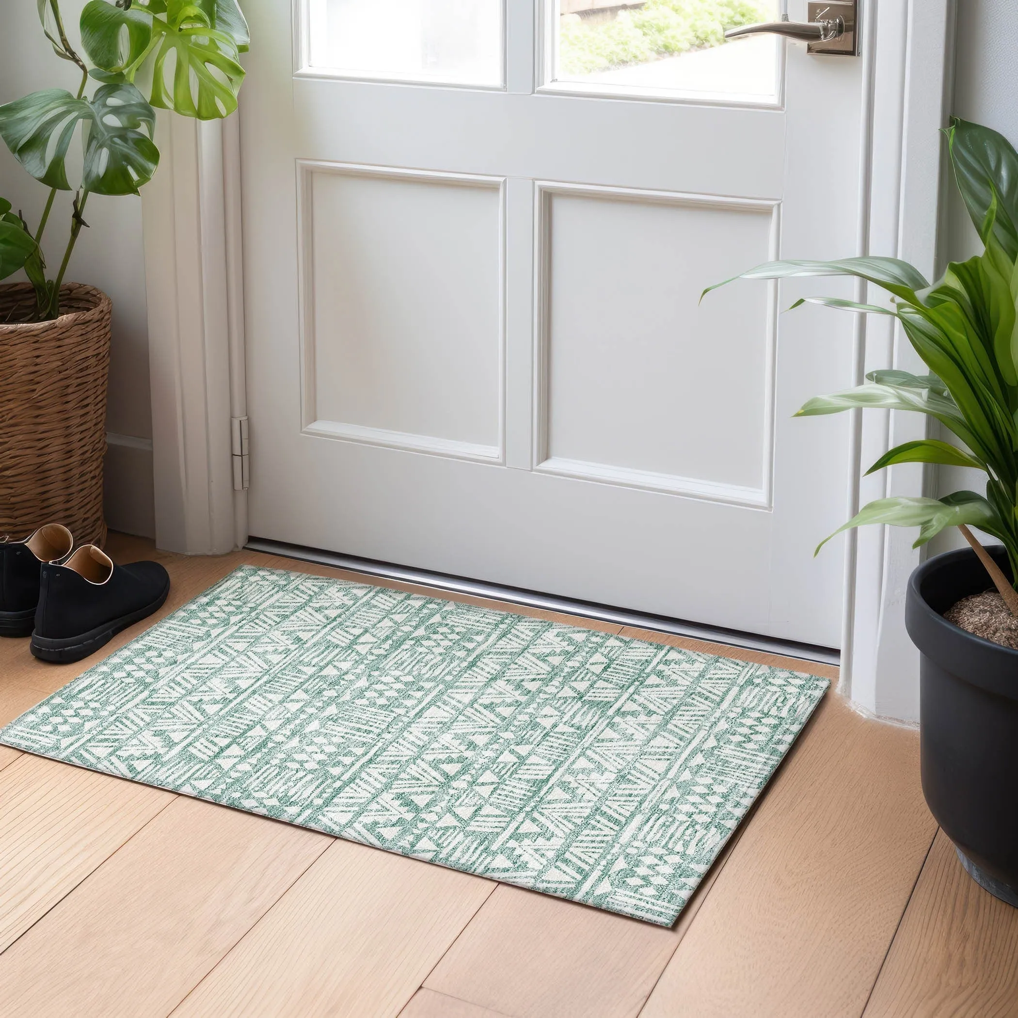 Machine Washable Indoor/ Outdoor Chantille Boho Tribal Rug