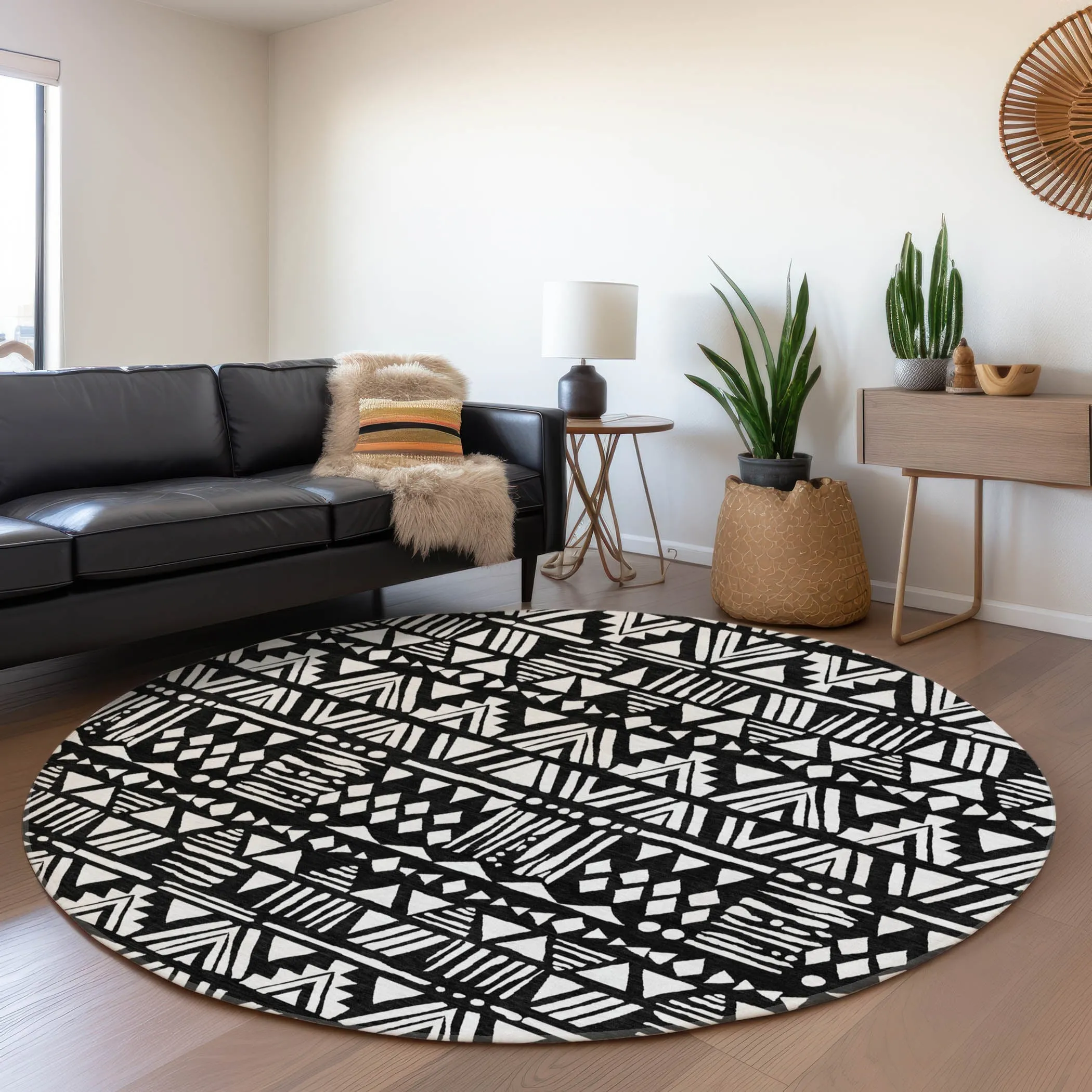 Machine Washable Indoor/ Outdoor Chantille Boho Tribal Rug