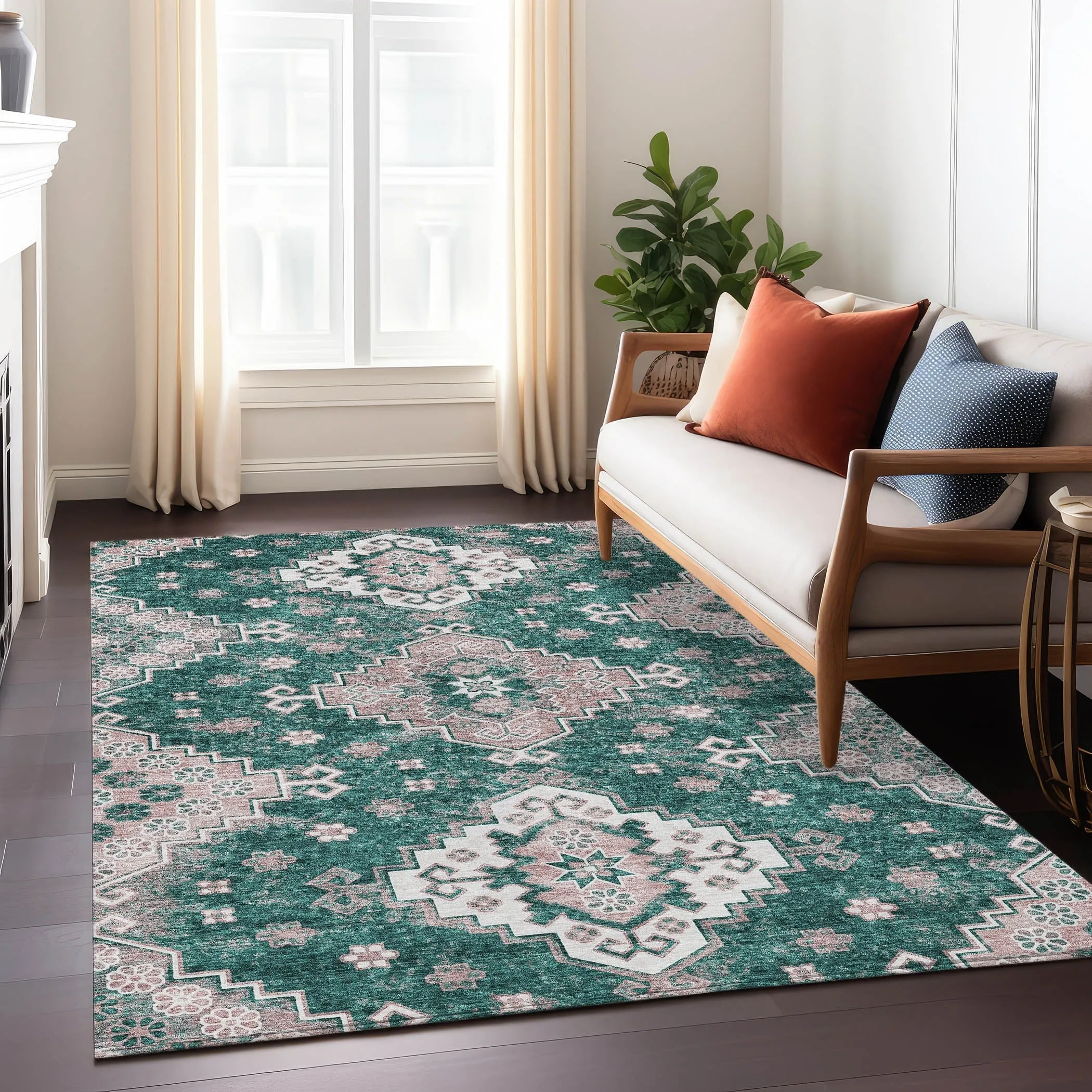 Machine Washable Indoor/ Outdoor Chantille Boho Tribal Rug
