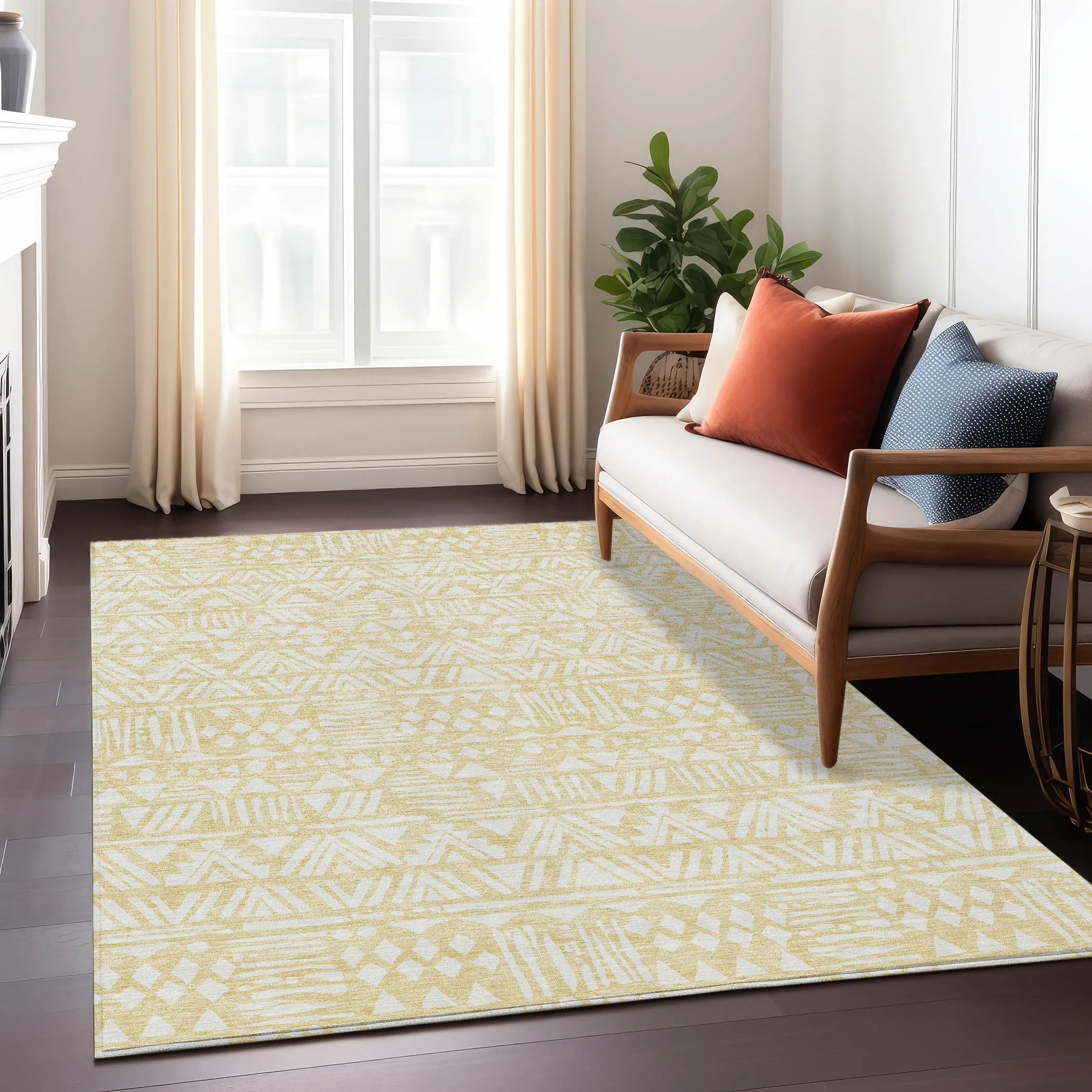 Machine Washable Indoor/ Outdoor Chantille Boho Tribal Rug