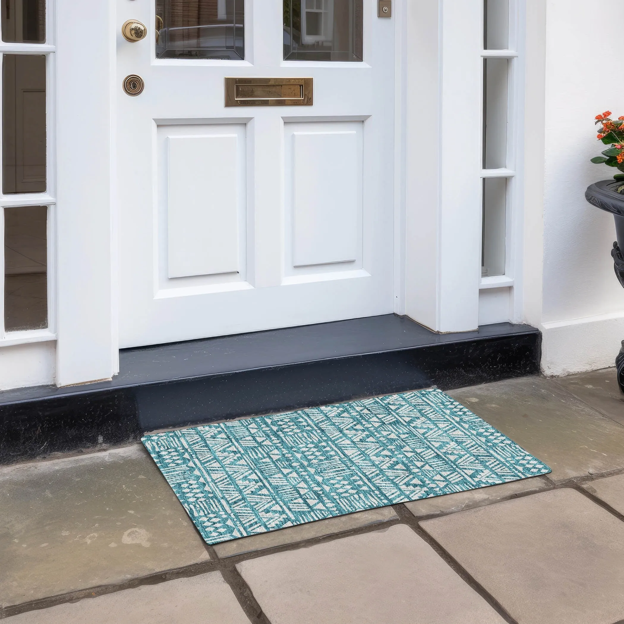 Machine Washable Indoor/ Outdoor Chantille Boho Tribal Rug