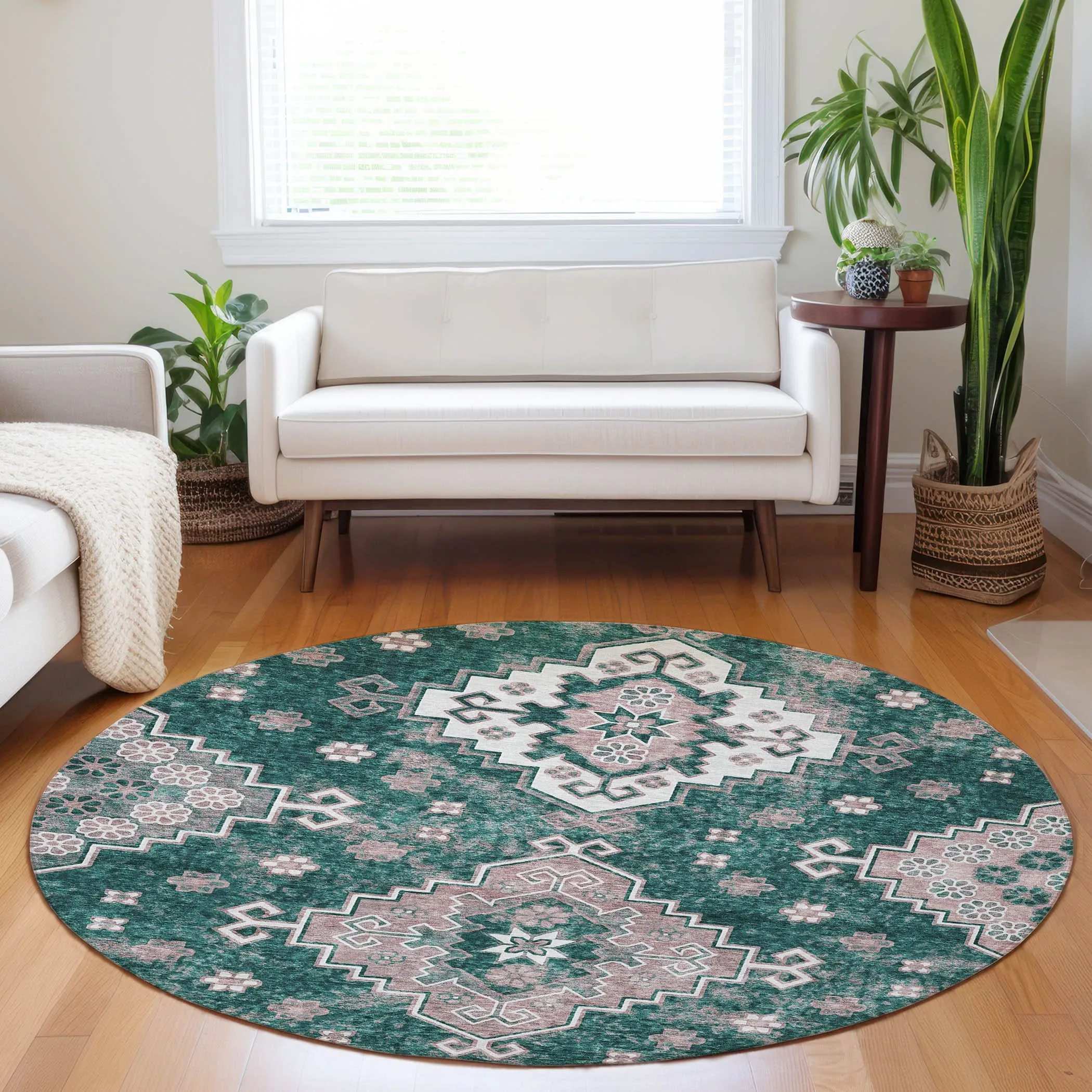 Machine Washable Indoor/ Outdoor Chantille Boho Tribal Rug