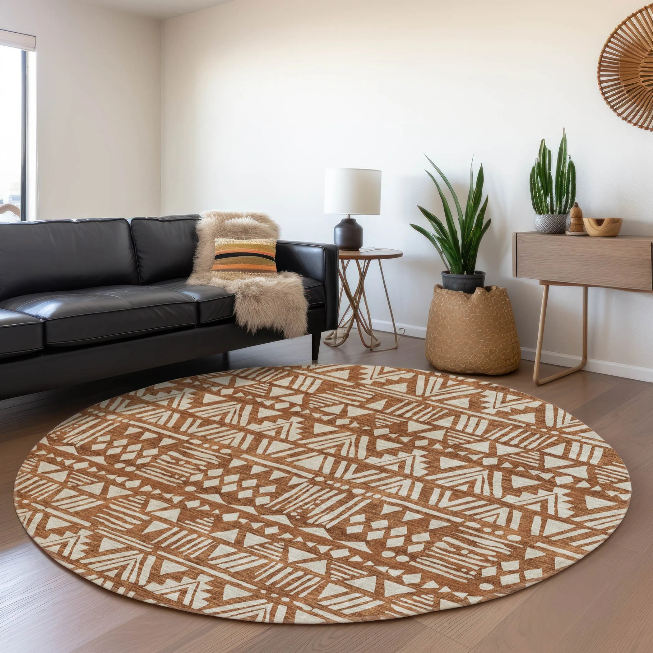 Machine Washable Indoor/ Outdoor Chantille Boho Tribal Rug