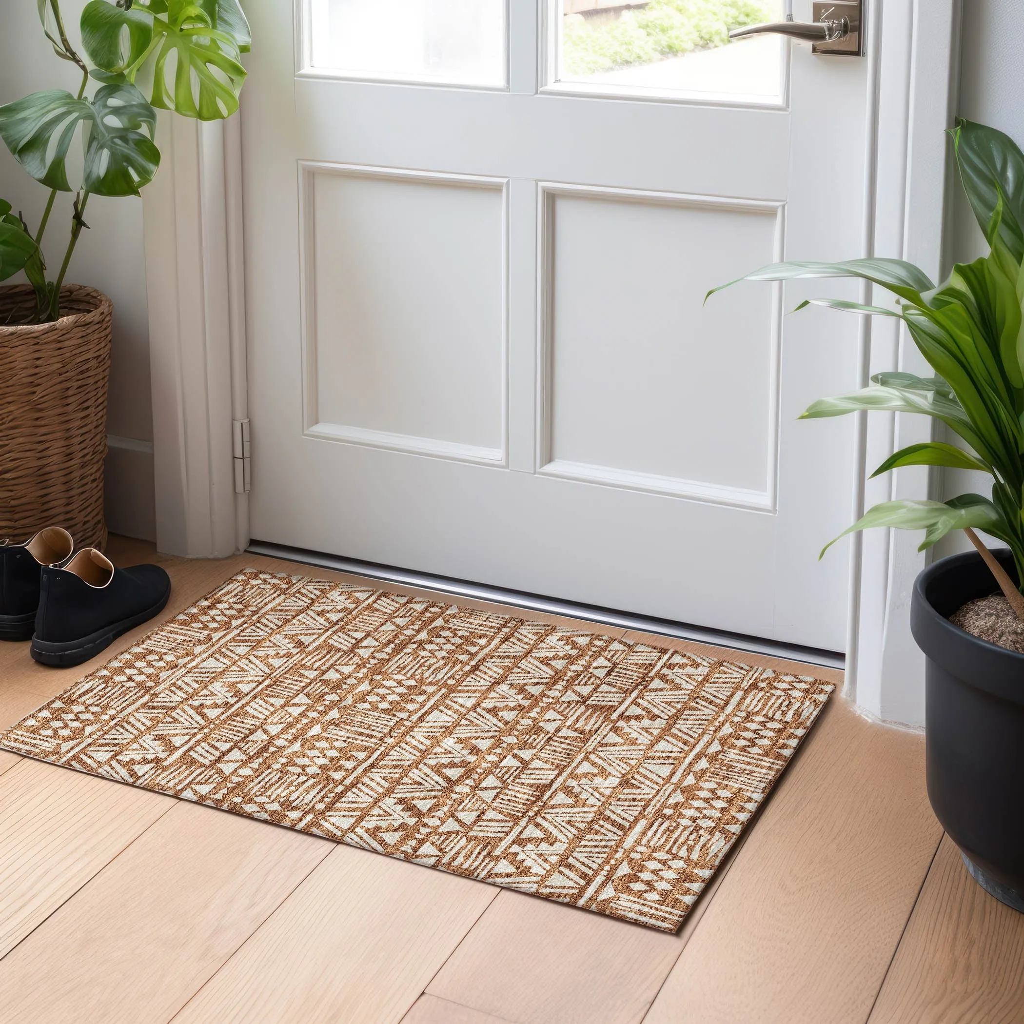 Machine Washable Indoor/ Outdoor Chantille Boho Tribal Rug