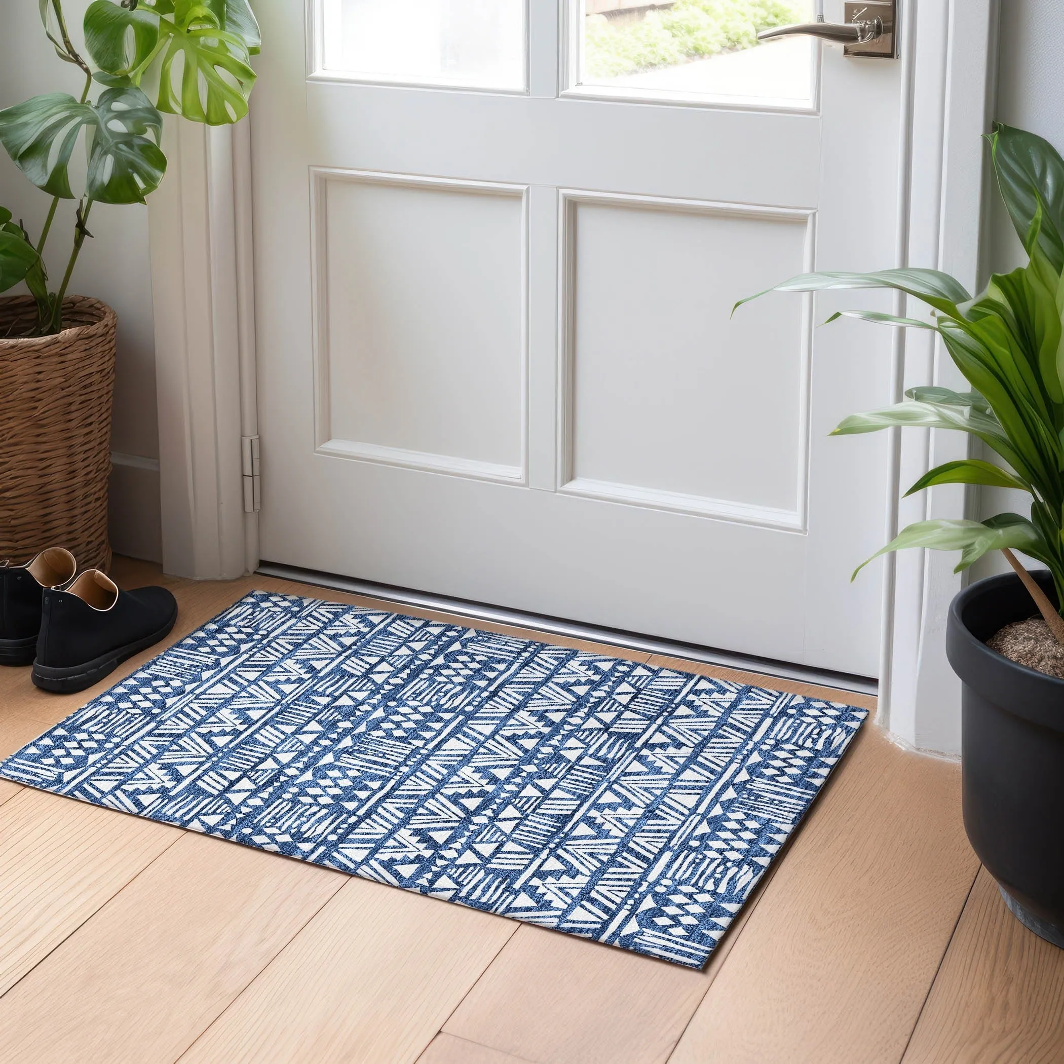 Machine Washable Indoor/ Outdoor Chantille Boho Tribal Rug