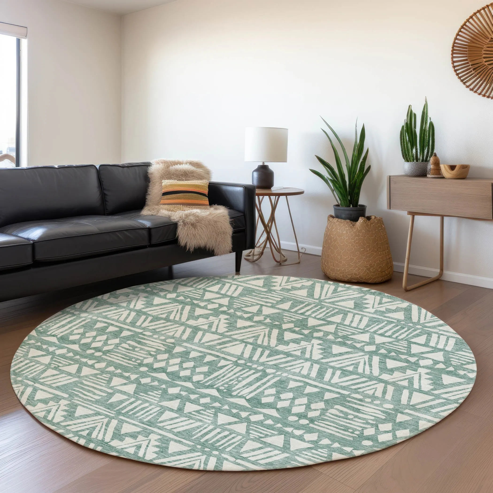 Machine Washable Indoor/ Outdoor Chantille Boho Tribal Rug