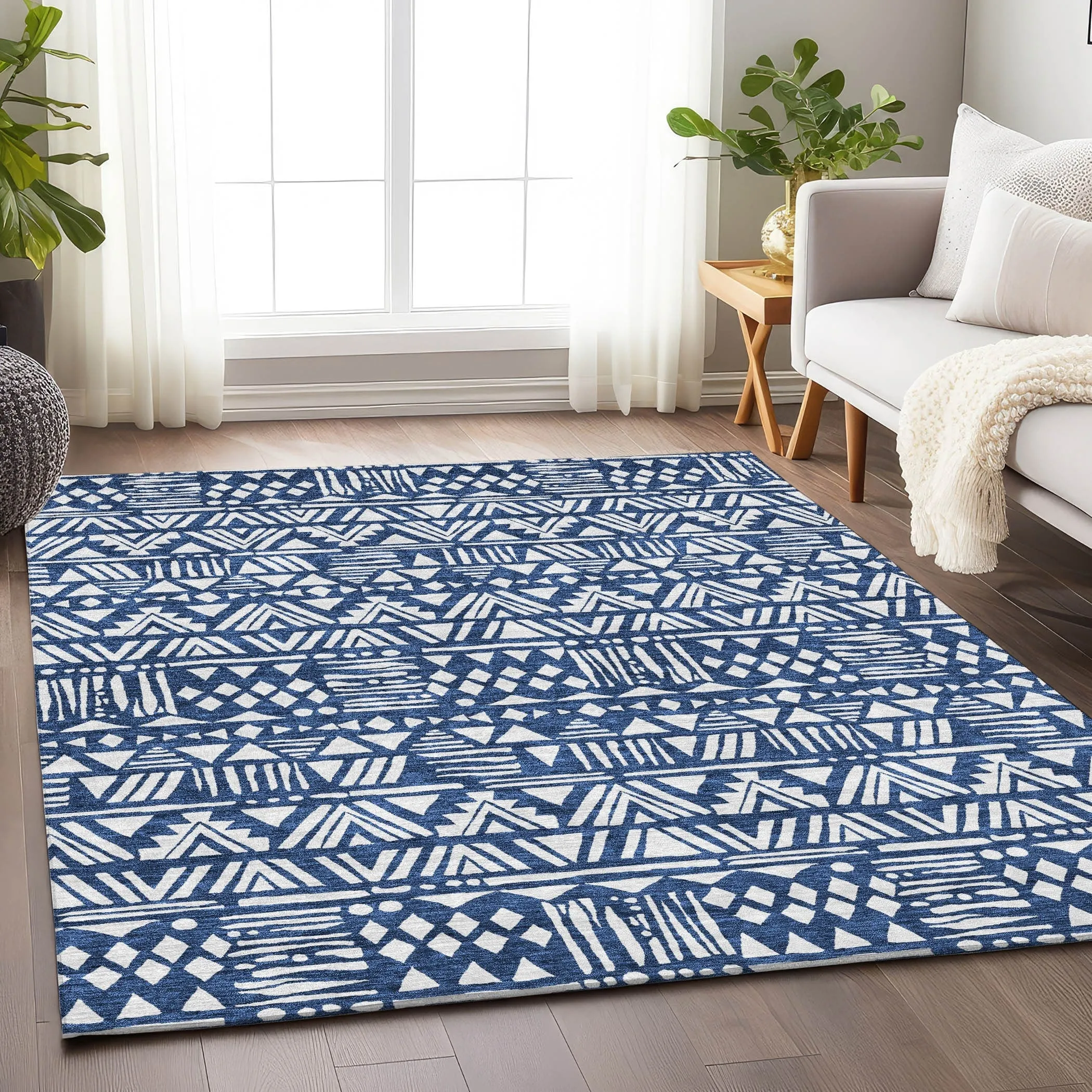 Machine Washable Indoor/ Outdoor Chantille Boho Tribal Rug