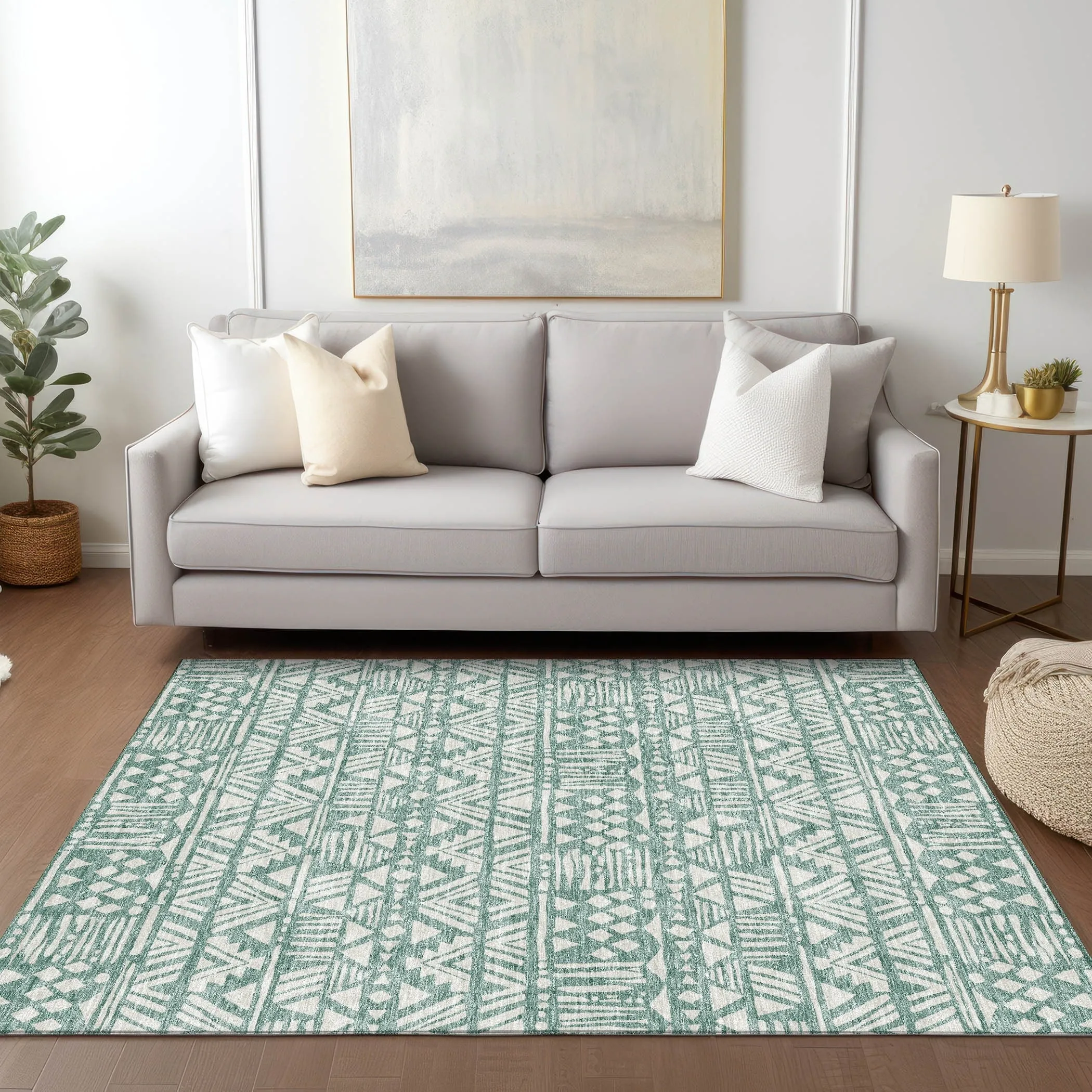 Machine Washable Indoor/ Outdoor Chantille Boho Tribal Rug