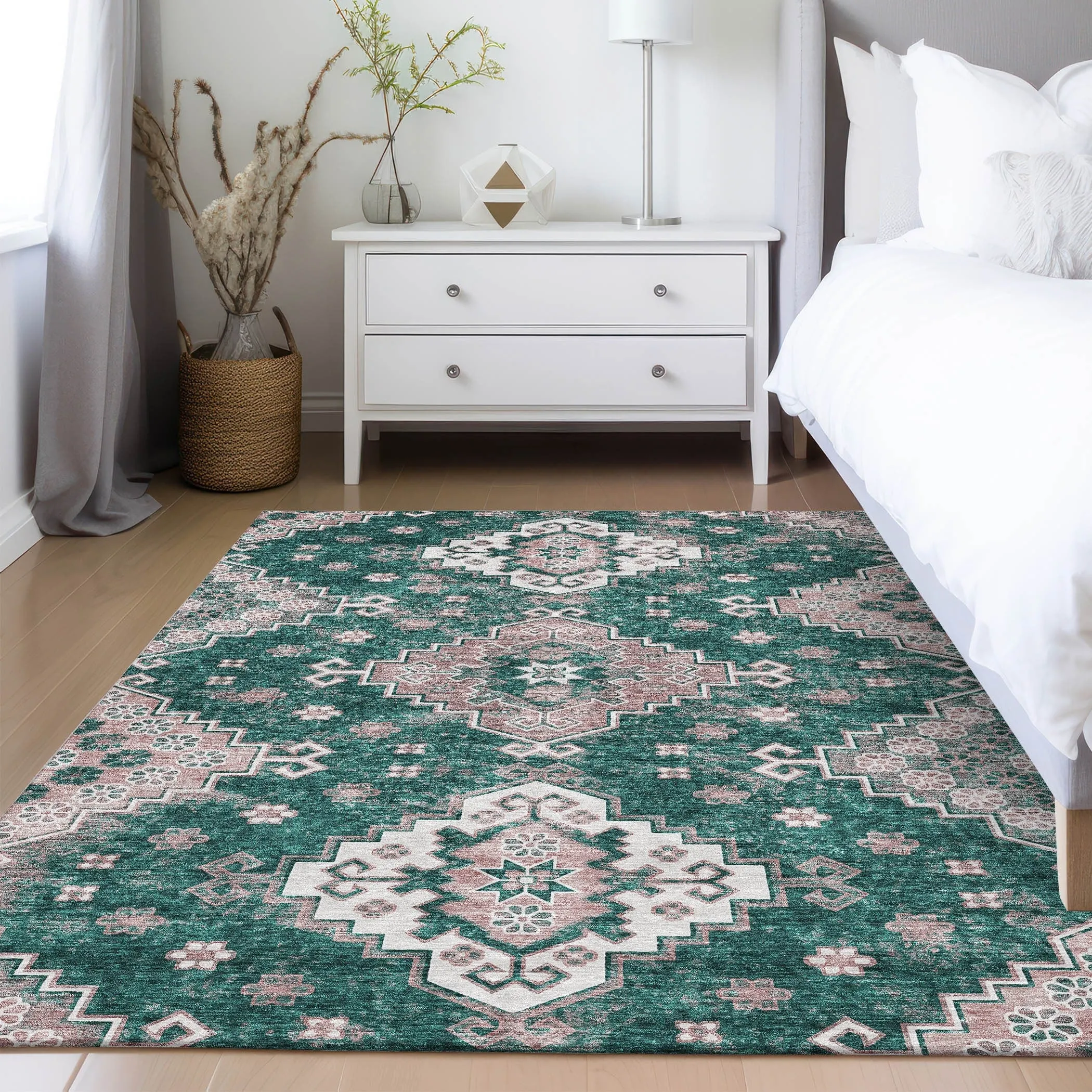Machine Washable Indoor/ Outdoor Chantille Boho Tribal Rug