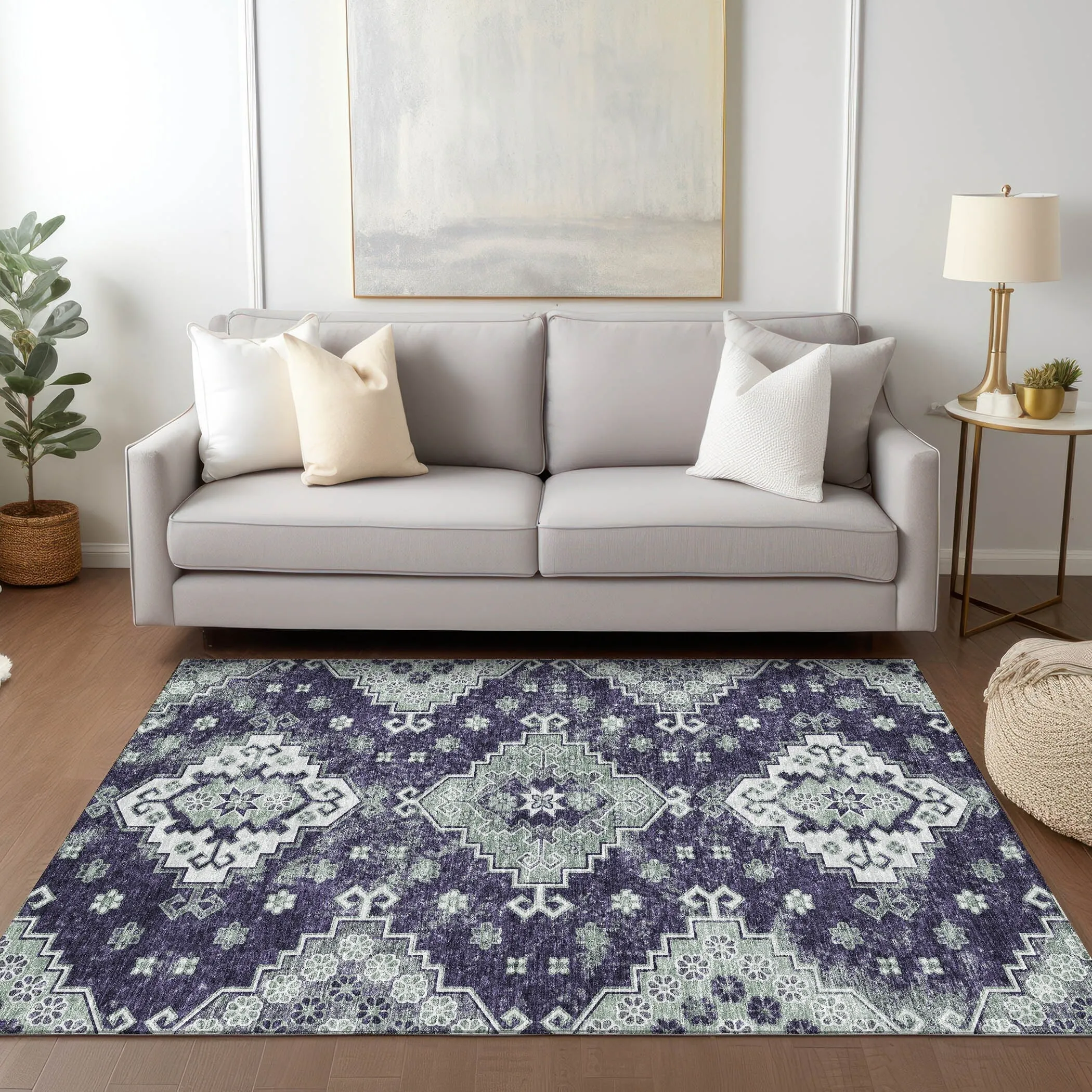 Machine Washable Indoor/ Outdoor Chantille Boho Tribal Rug