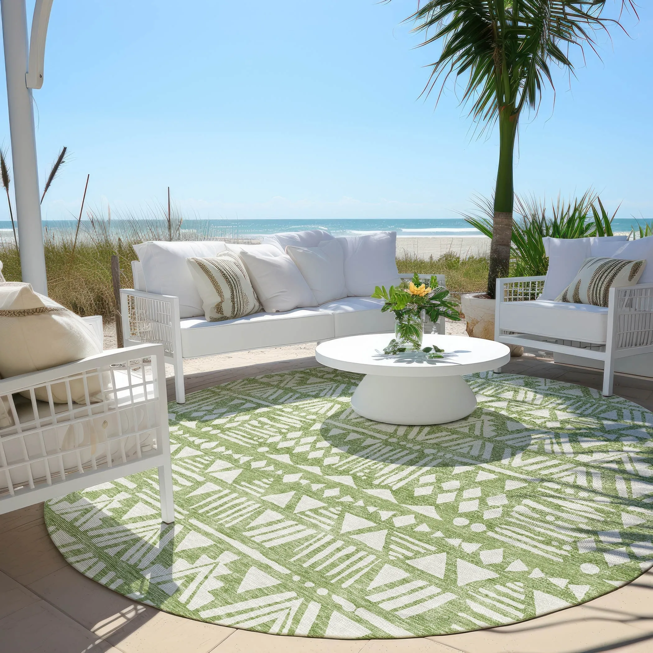 Machine Washable Indoor/ Outdoor Chantille Boho Tribal Rug