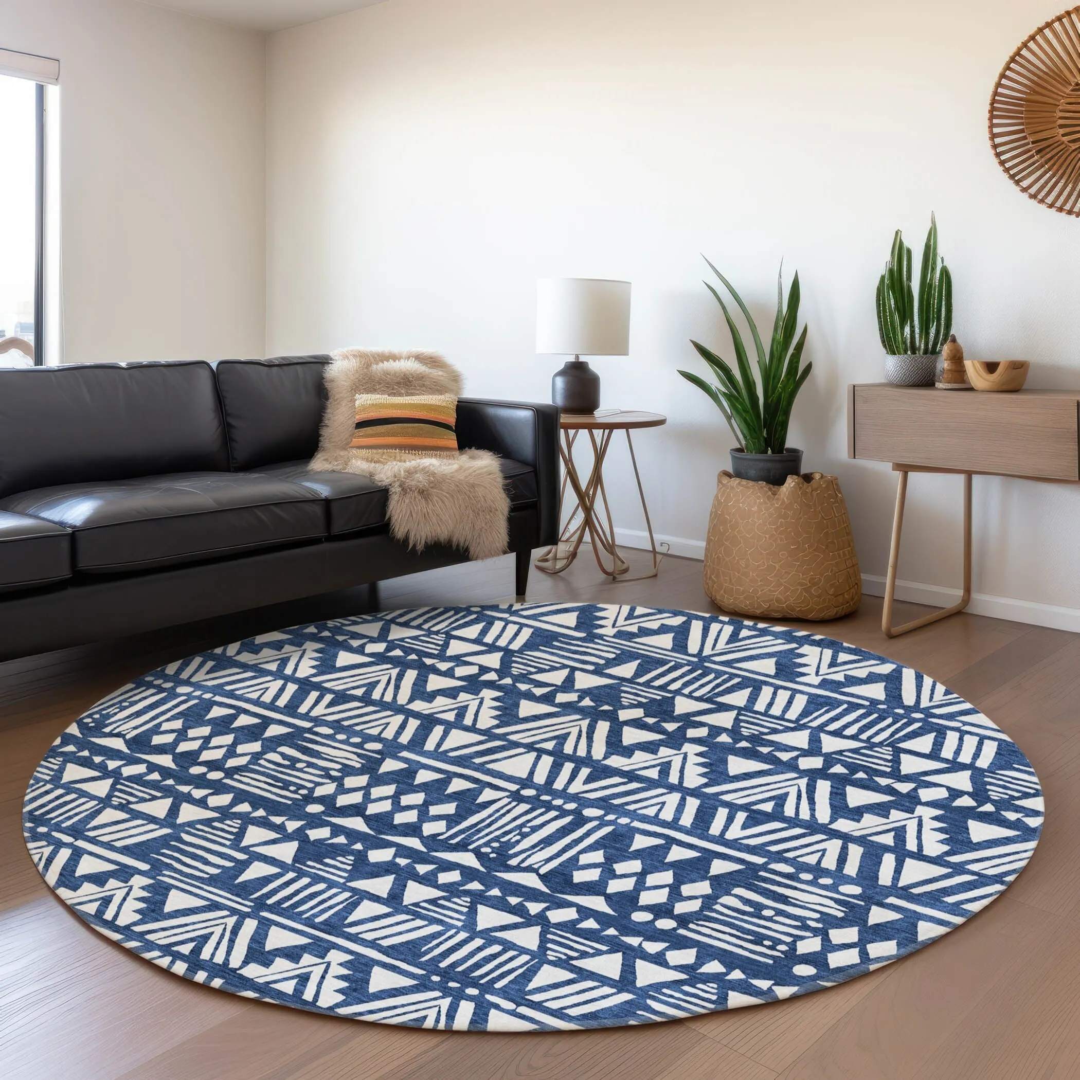 Machine Washable Indoor/ Outdoor Chantille Boho Tribal Rug